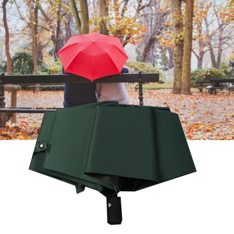 Travel Umbrella Sun Rain 3 Fold 8 Ribs Button Operation Light Weight Umbrella for Women Girl Daily Men Dark Blue - Image 5