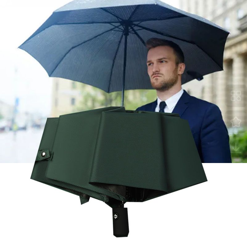 Travel Umbrella Sun Rain 3 Fold 8 Ribs Button Operation Light Weight Umbrella for Women Girl Daily Men Dark Blue - Image 6