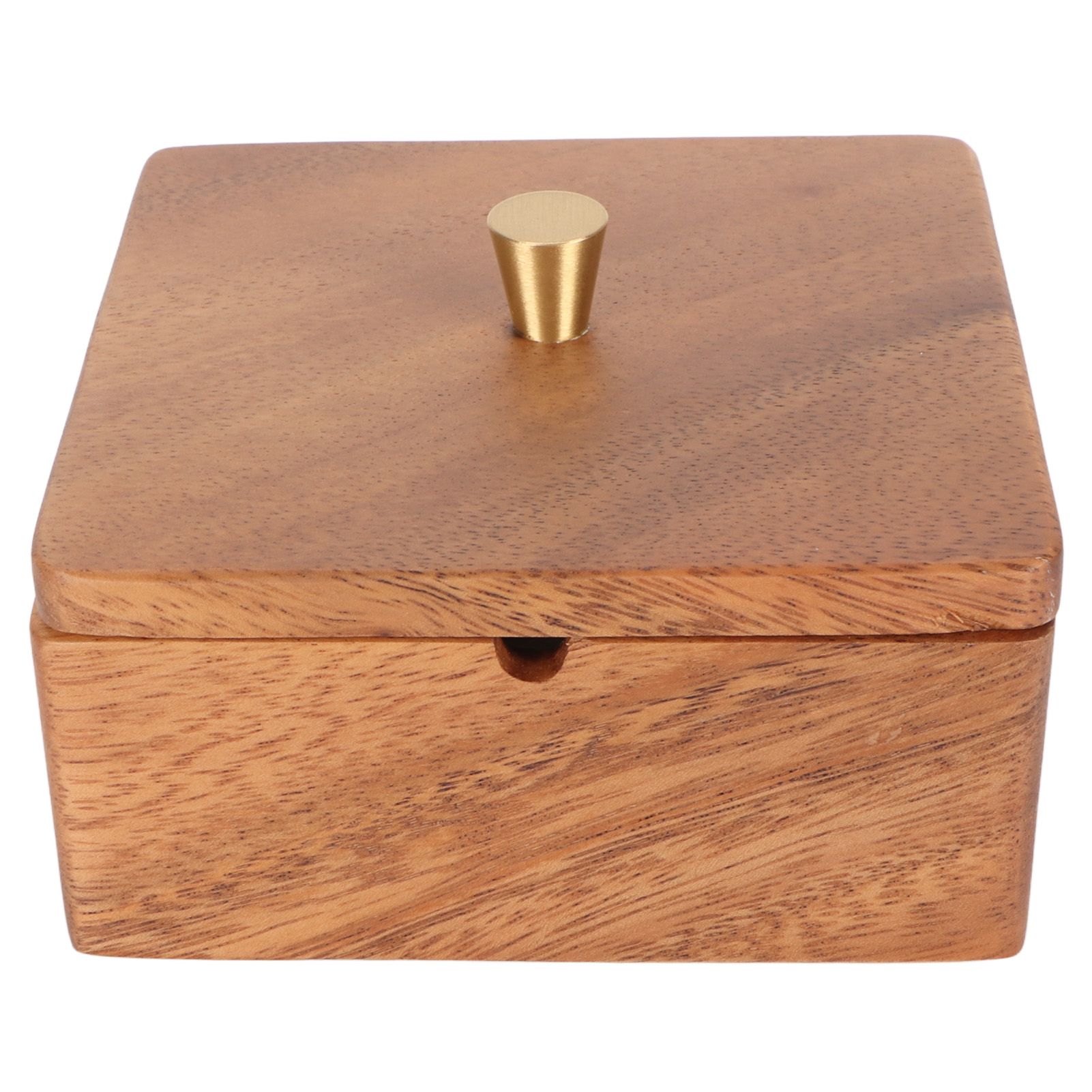 Cigar Ashtray with Lid Walnut Wood Windproof Decorative Desktop Cigarettes Ashtray for Outdoor Patio Indoor Home and Office Gold - Image 5