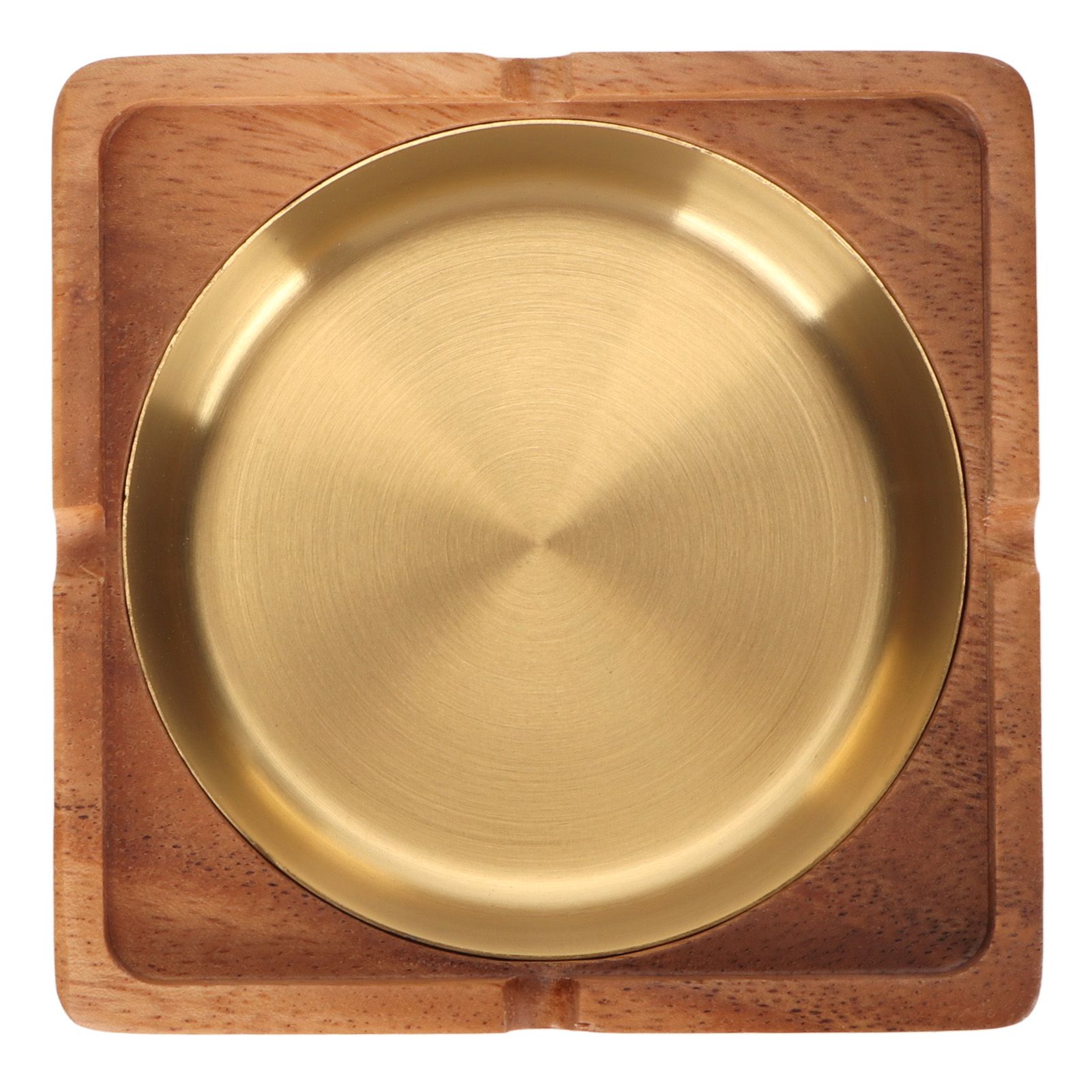 Cigar Ashtray with Lid Walnut Wood Windproof Decorative Desktop Cigarettes Ashtray for Outdoor Patio Indoor Home and Office Gold - Image 8