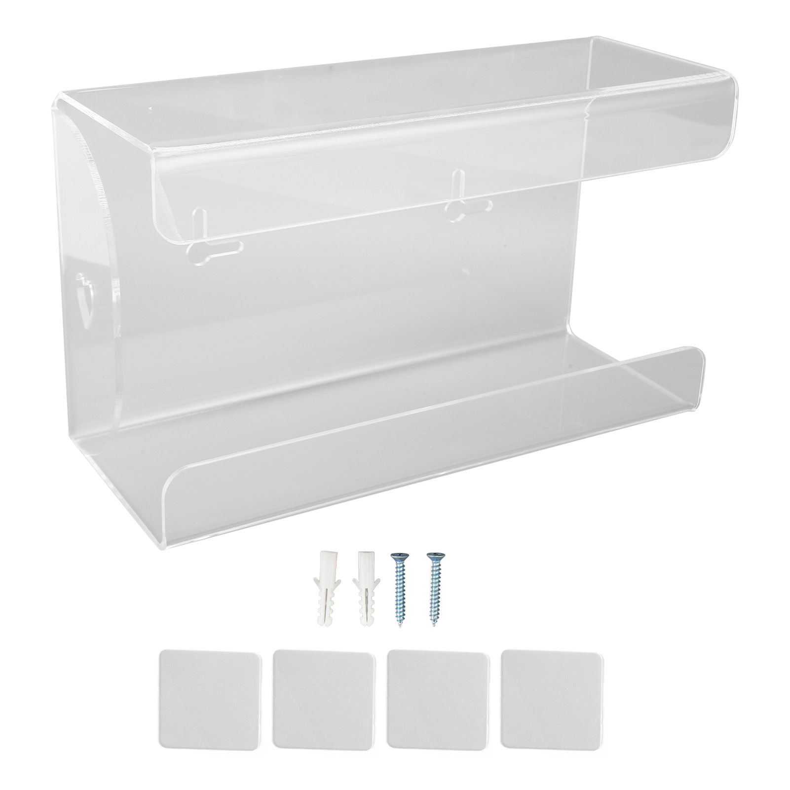 Glove Box Holder Dispenser Wall Mounted Tissue Holder Clear with Adhesive Expansion Screw for Home Kitchen - Image 1
