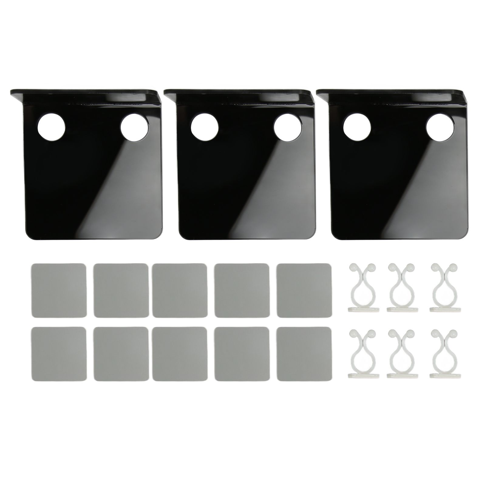 3 PCS Small Security Cameras Wall Shelf with 6 Cable Clips 10PCS Tapes Acrylic Waterproof Drill Free Adhesive Floating Shelf for Speakers Black - Image 1