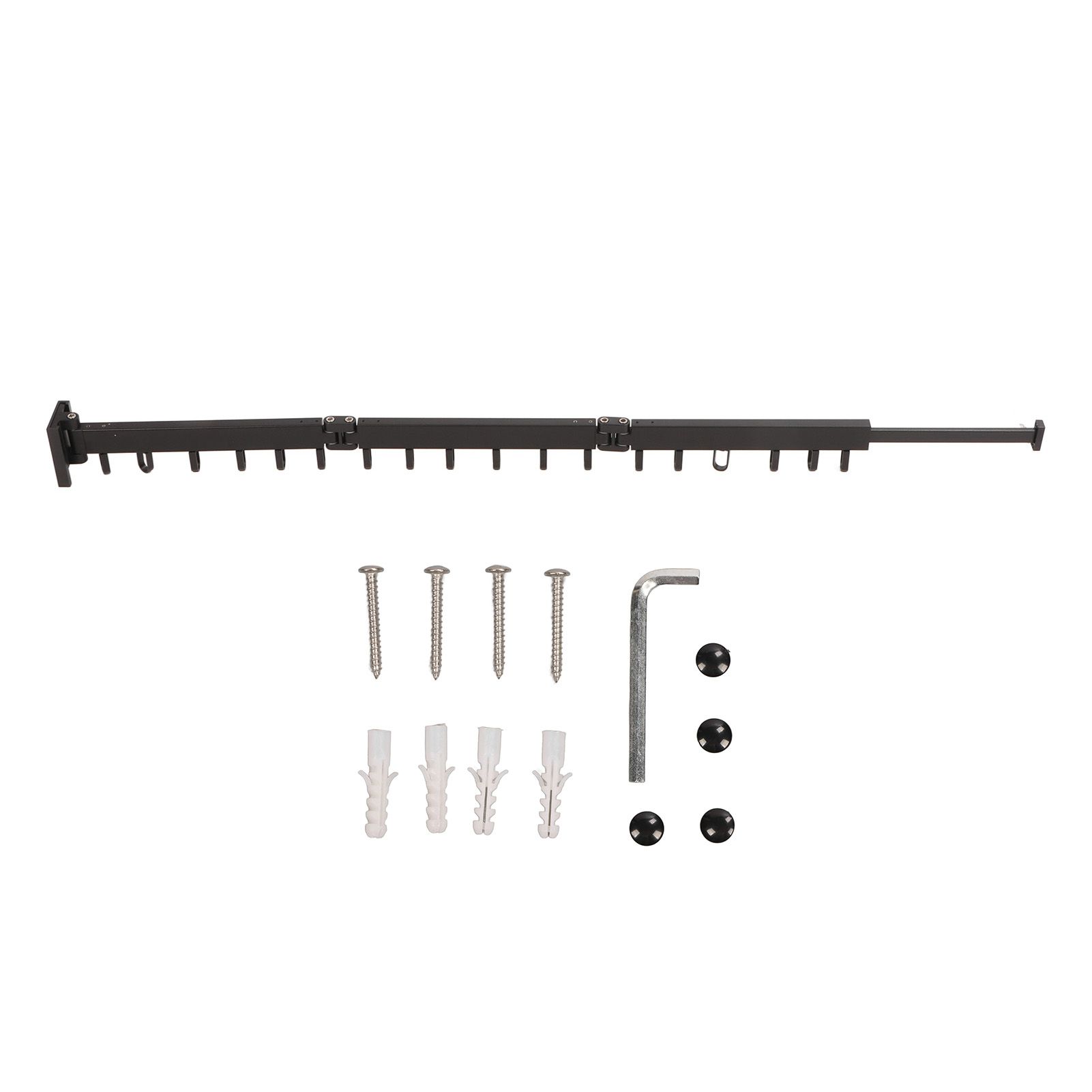 Clothes Hanger Rack Wall Mounted Hole Free Retractable Aluminum Laundry Drying Rack for Indoor Balcony 3 Fold - Image 1