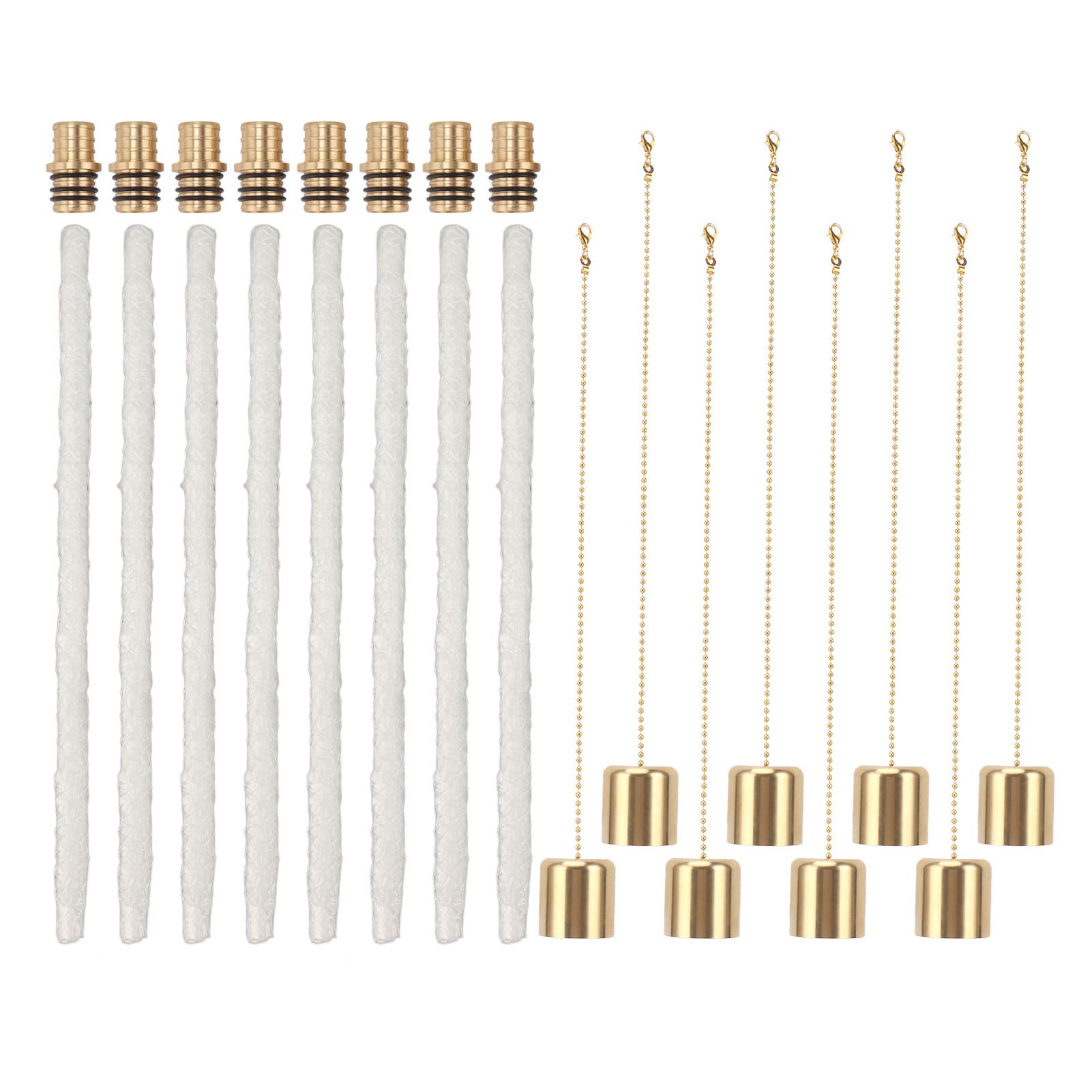 8Pack Wine Bottle Torch Kit Long Life Torch Wicks Brass Torch Wick Holders Caps Wine Bottle Torch for Garden Patio - Image 1
