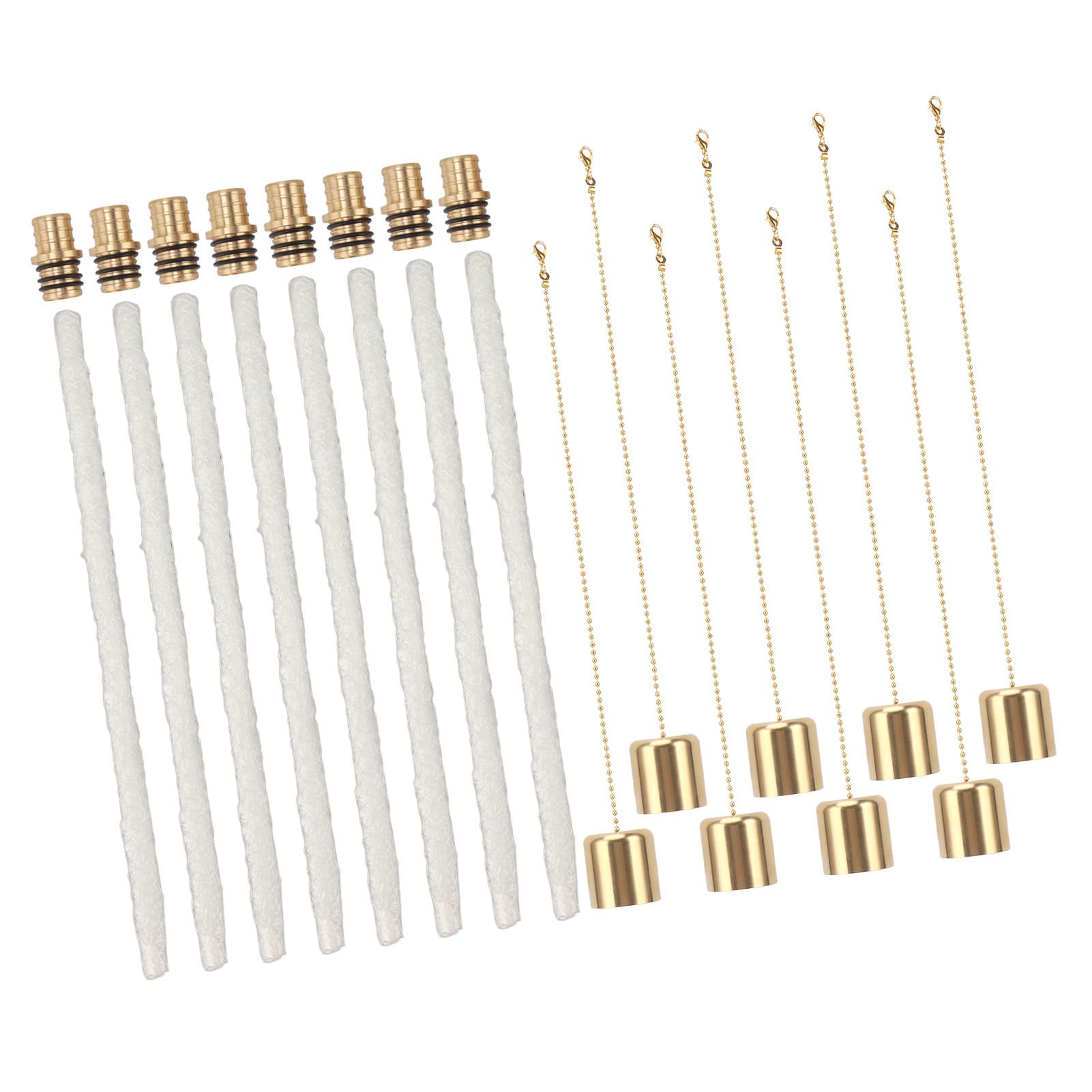 8Pack Wine Bottle Torch Kit Long Life Torch Wicks Brass Torch Wick Holders Caps Wine Bottle Torch for Garden Patio - Image 2