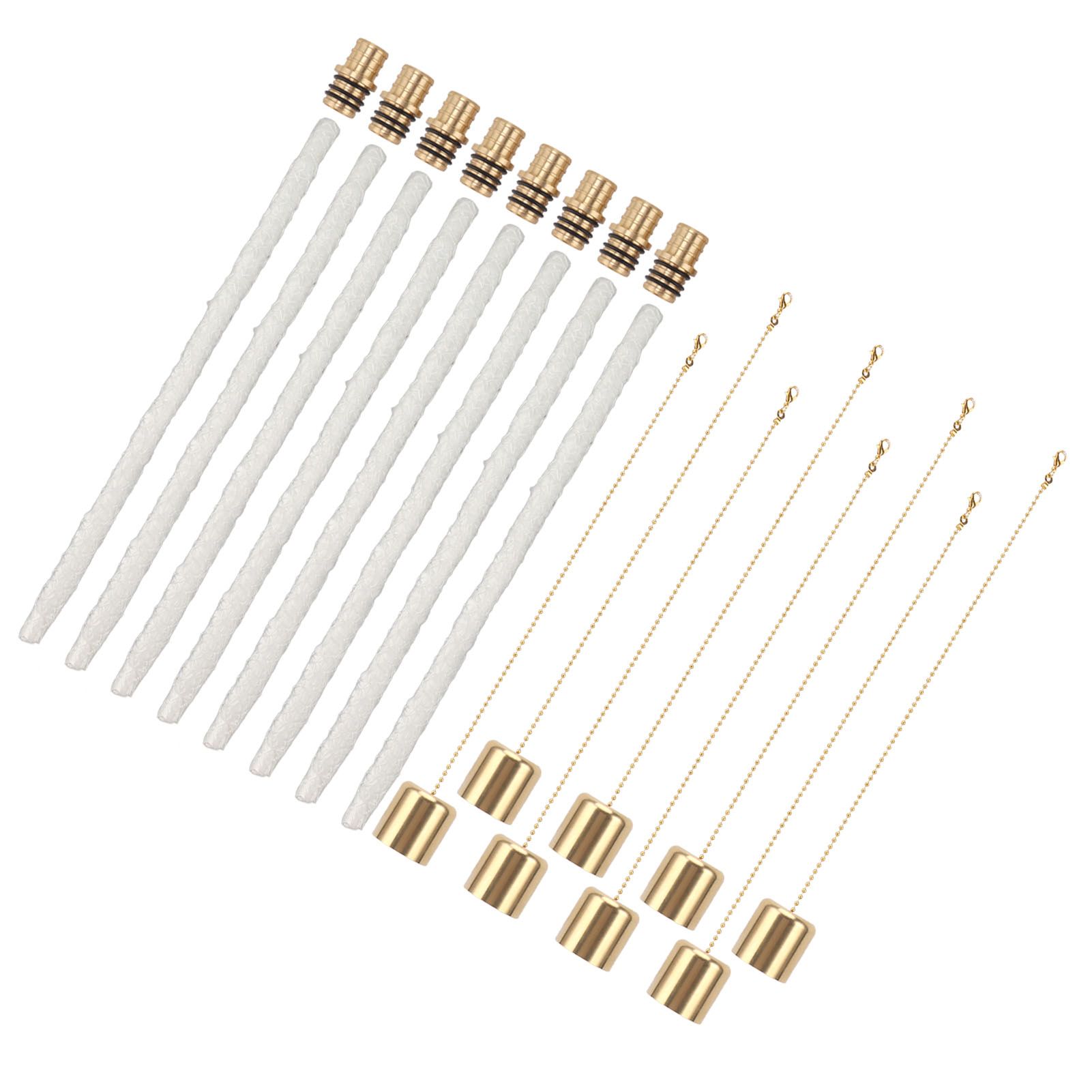 8Pack Wine Bottle Torch Kit Long Life Torch Wicks Brass Torch Wick Holders Caps Wine Bottle Torch for Garden Patio - Image 3