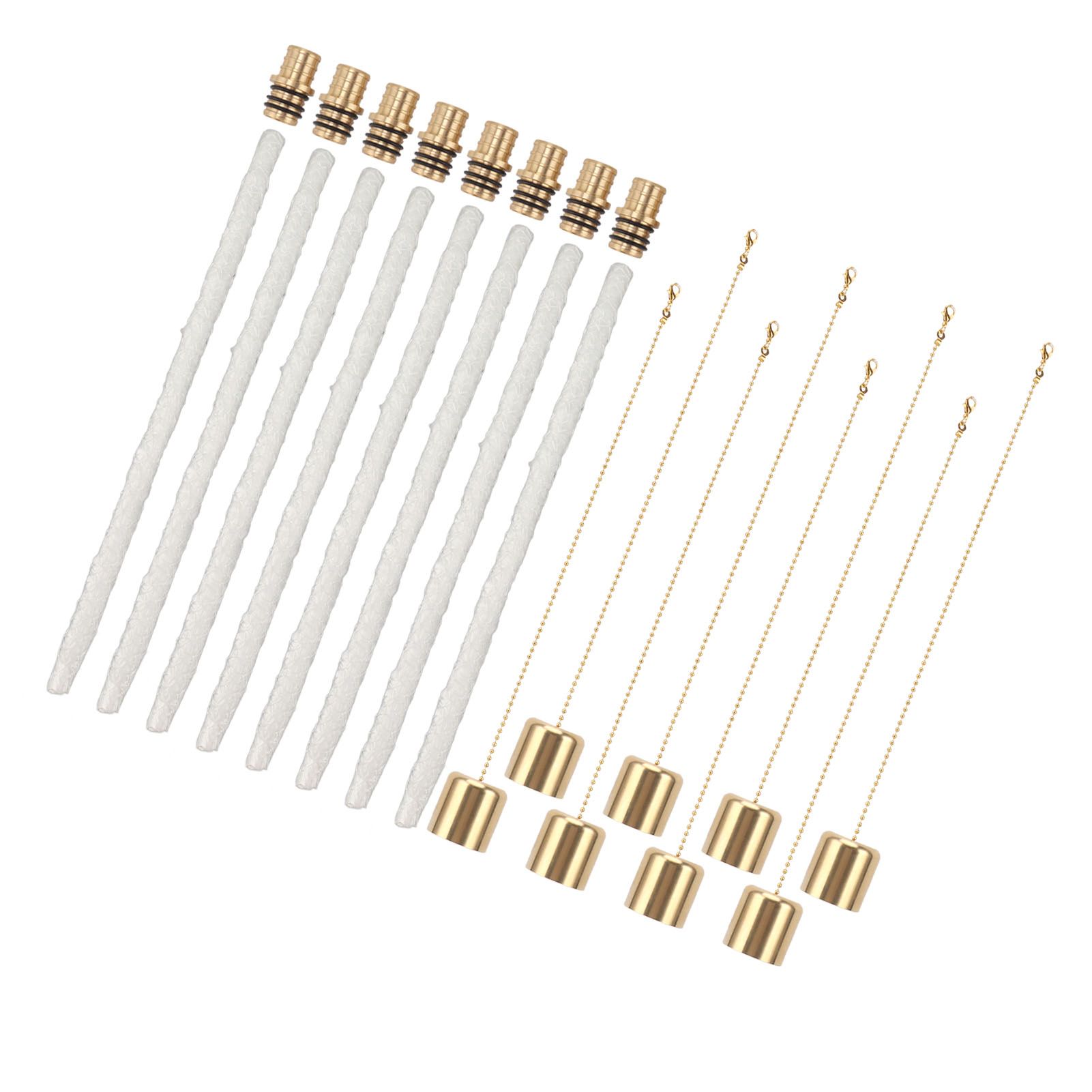 8Pack Wine Bottle Torch Kit Long Life Torch Wicks Brass Torch Wick Holders Caps Wine Bottle Torch for Garden Patio - Image 4