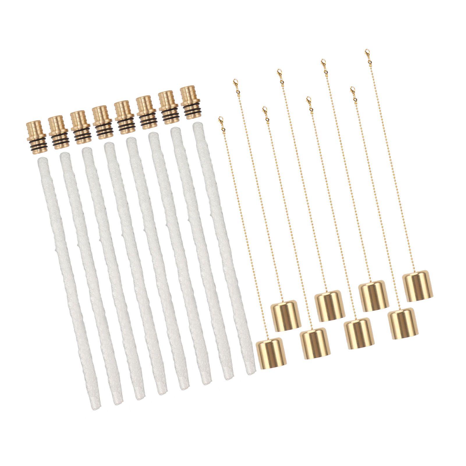 8Pack Wine Bottle Torch Kit Long Life Torch Wicks Brass Torch Wick Holders Caps Wine Bottle Torch for Garden Patio - Image 5