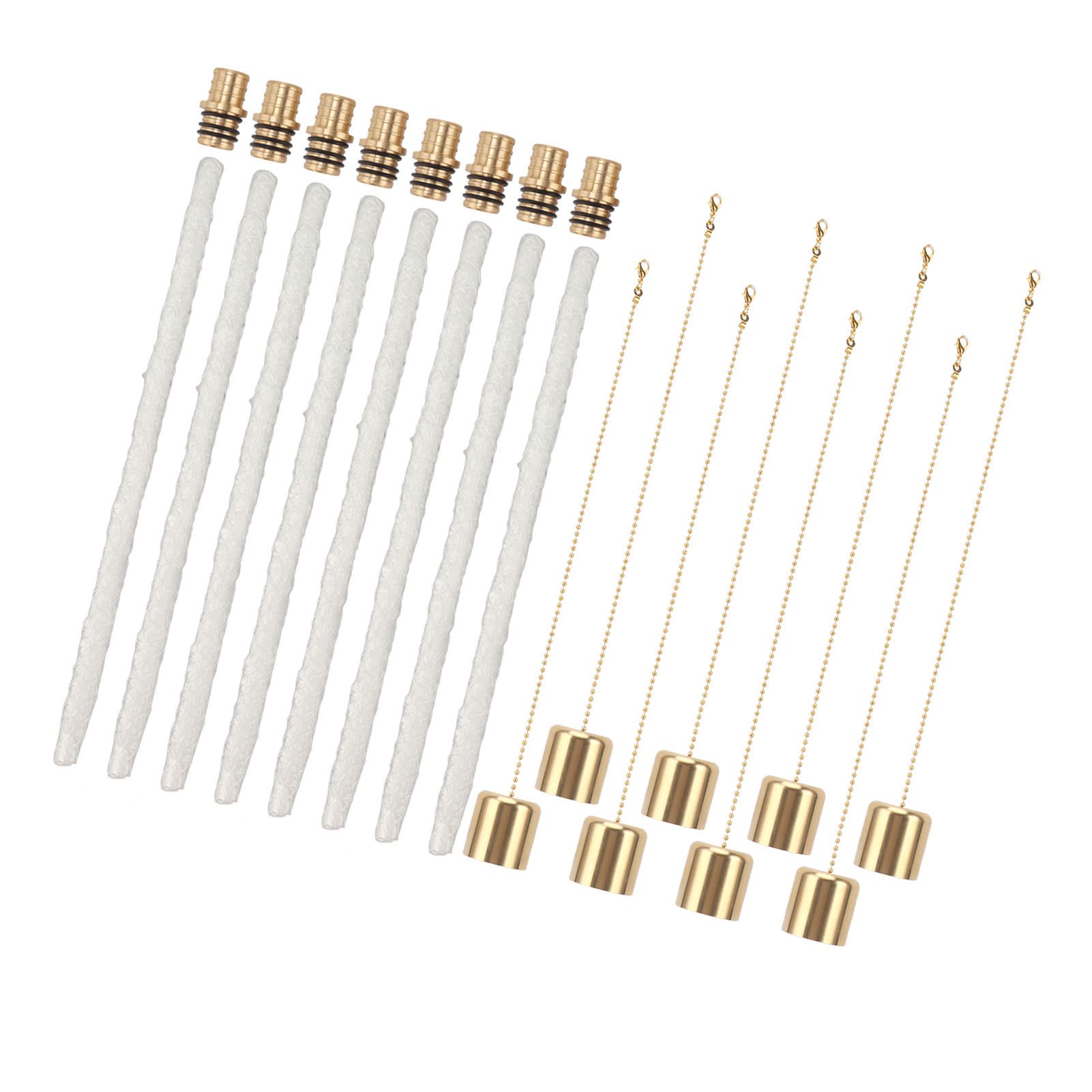 8Pack Wine Bottle Torch Kit Long Life Torch Wicks Brass Torch Wick Holders Caps Wine Bottle Torch for Garden Patio - Image 7