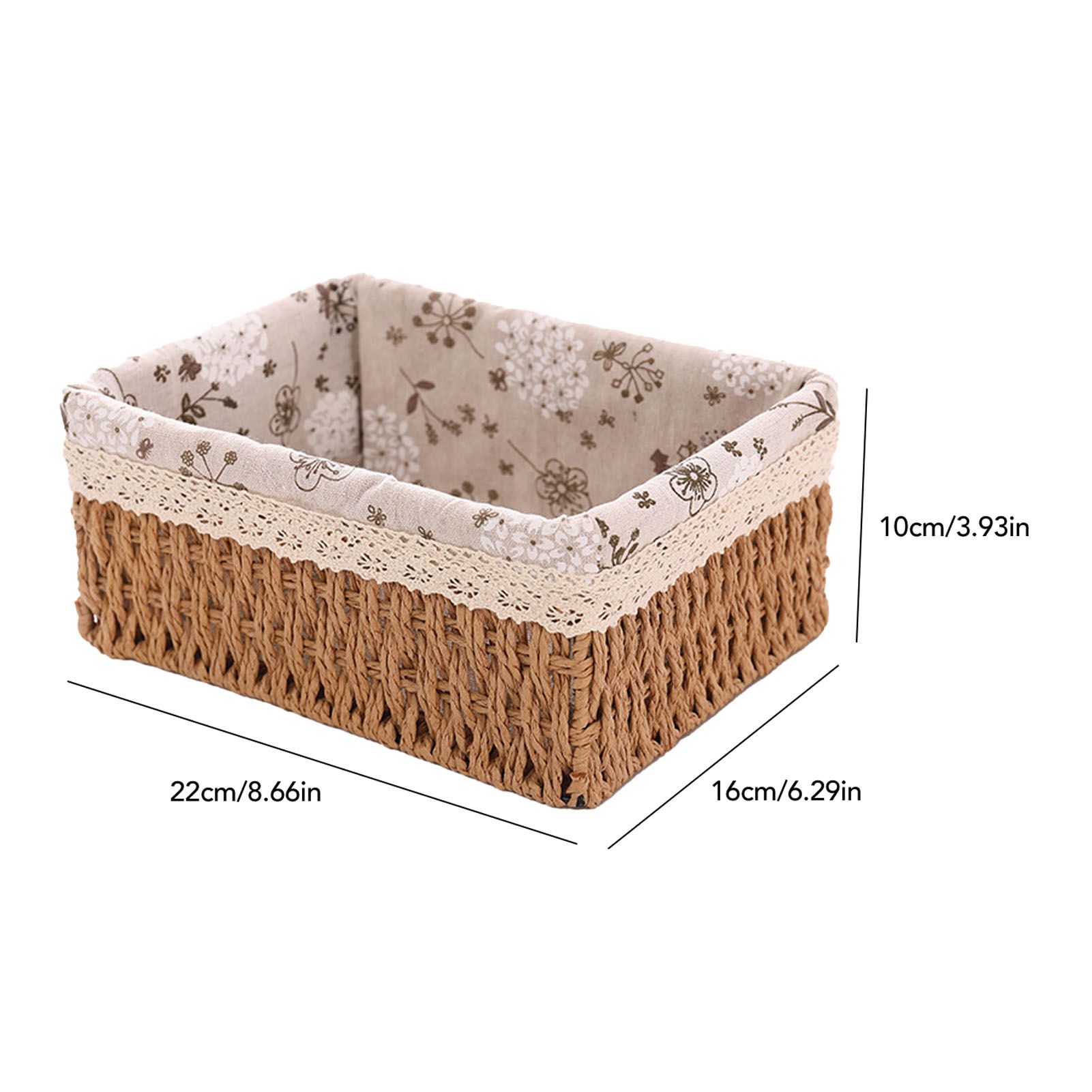 Woven Storage Basket Rural Fabric Weaving Handmade Desktop Storage Basket for Organizing Shelves Bedroom Bathroom Medium Size 22x16x10cm Khaki - Image 6