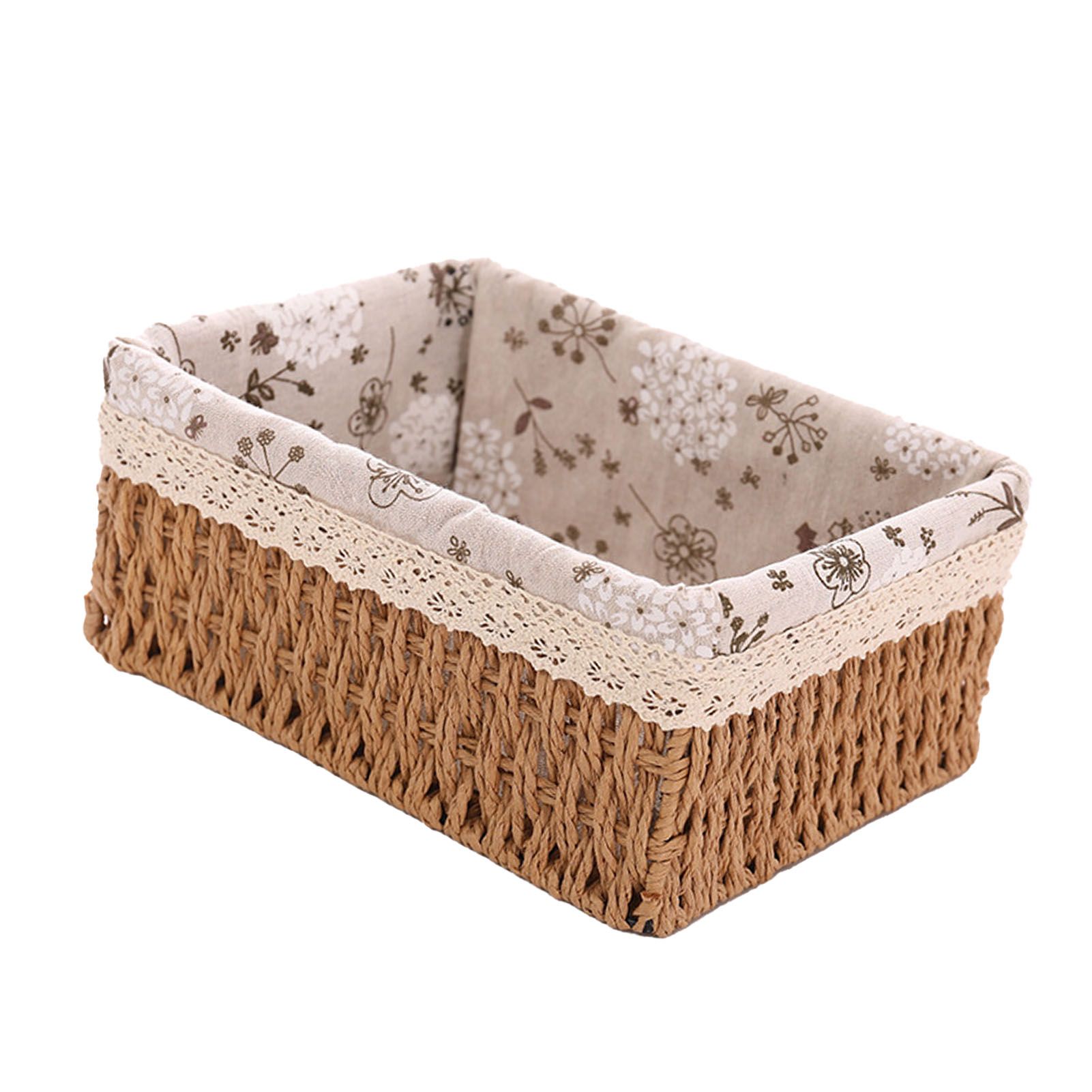 Woven Storage Basket Rural Fabric Weaving Handmade Desktop Storage Basket for Organizing Shelves Bedroom Bathroom Medium Size 22x16x10cm Khaki - Image 7