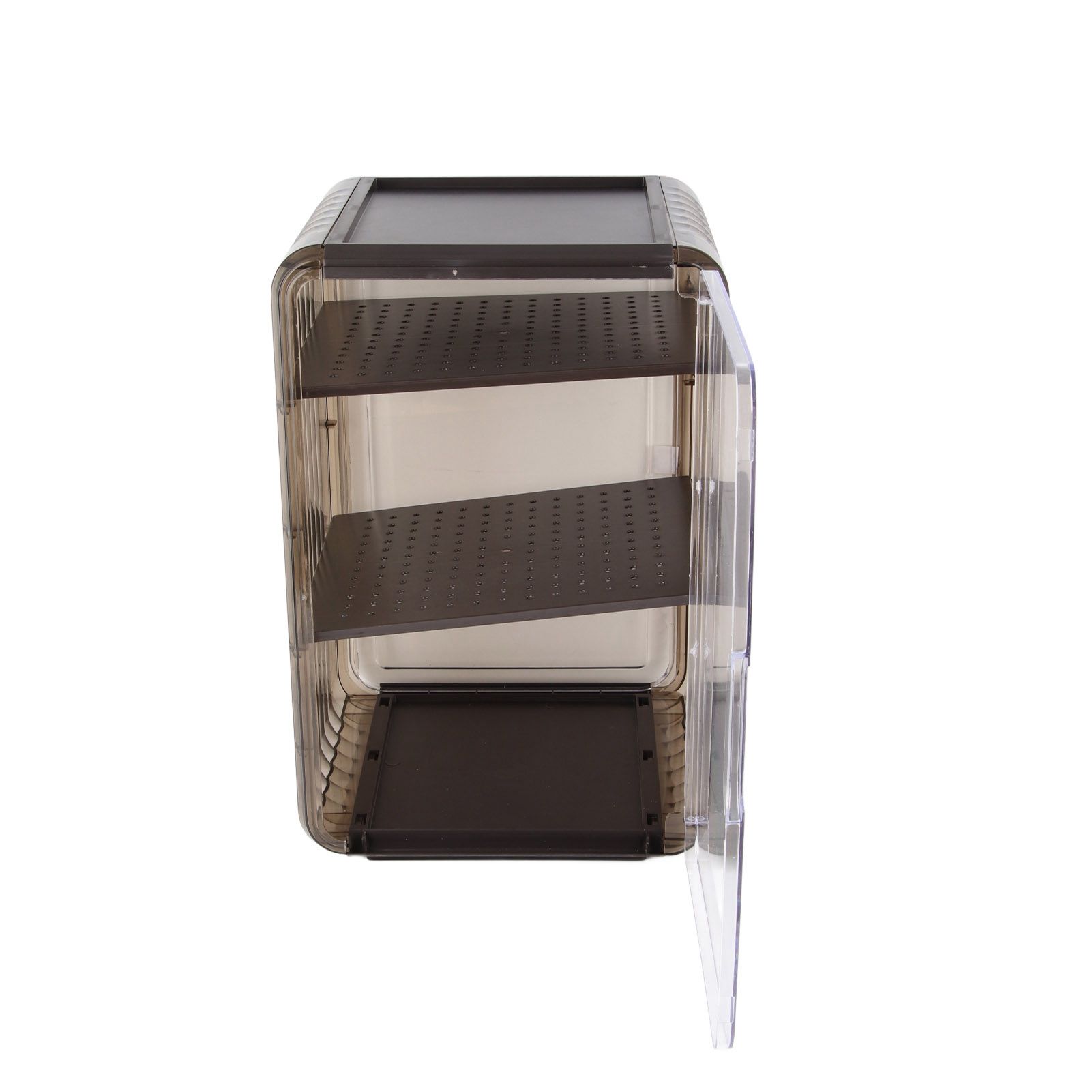 Cup Storage Rack Dustproof Stackable Plastic Clear Cup Organizer Box for Cabinet Desktop Large Black - Image 1