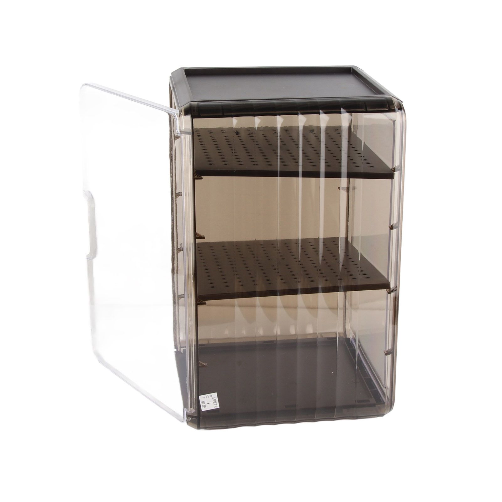 Cup Storage Rack Dustproof Stackable Plastic Clear Cup Organizer Box for Cabinet Desktop Large Black - Image 3