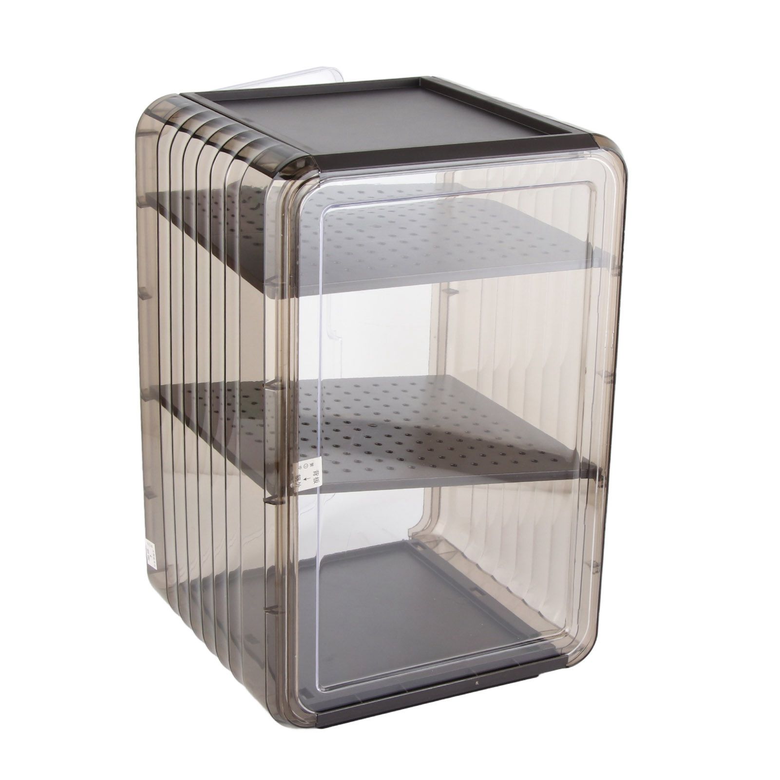 Cup Storage Rack Dustproof Stackable Plastic Clear Cup Organizer Box for Cabinet Desktop Large Black - Image 4