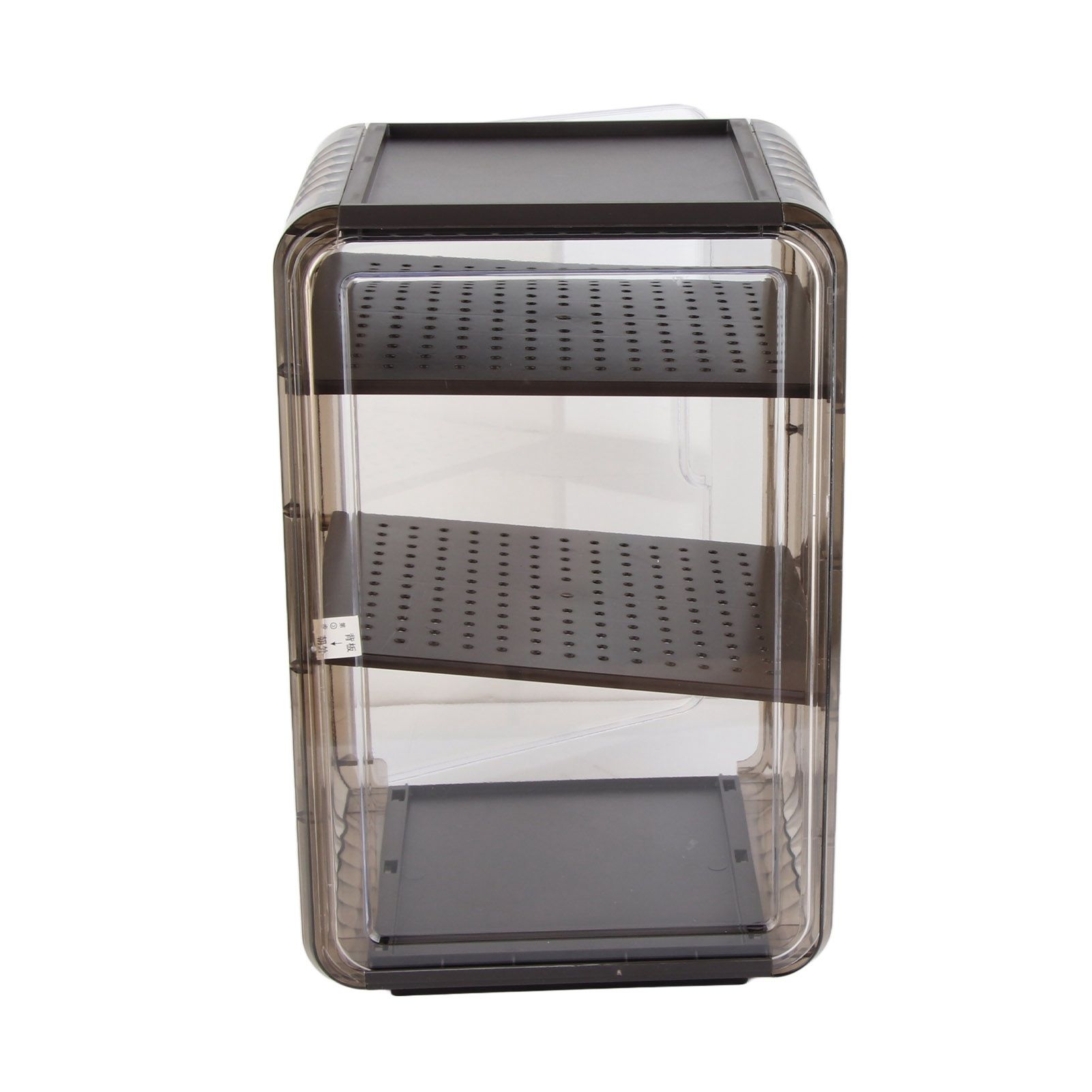 Cup Storage Rack Dustproof Stackable Plastic Clear Cup Organizer Box for Cabinet Desktop Large Black - Image 5