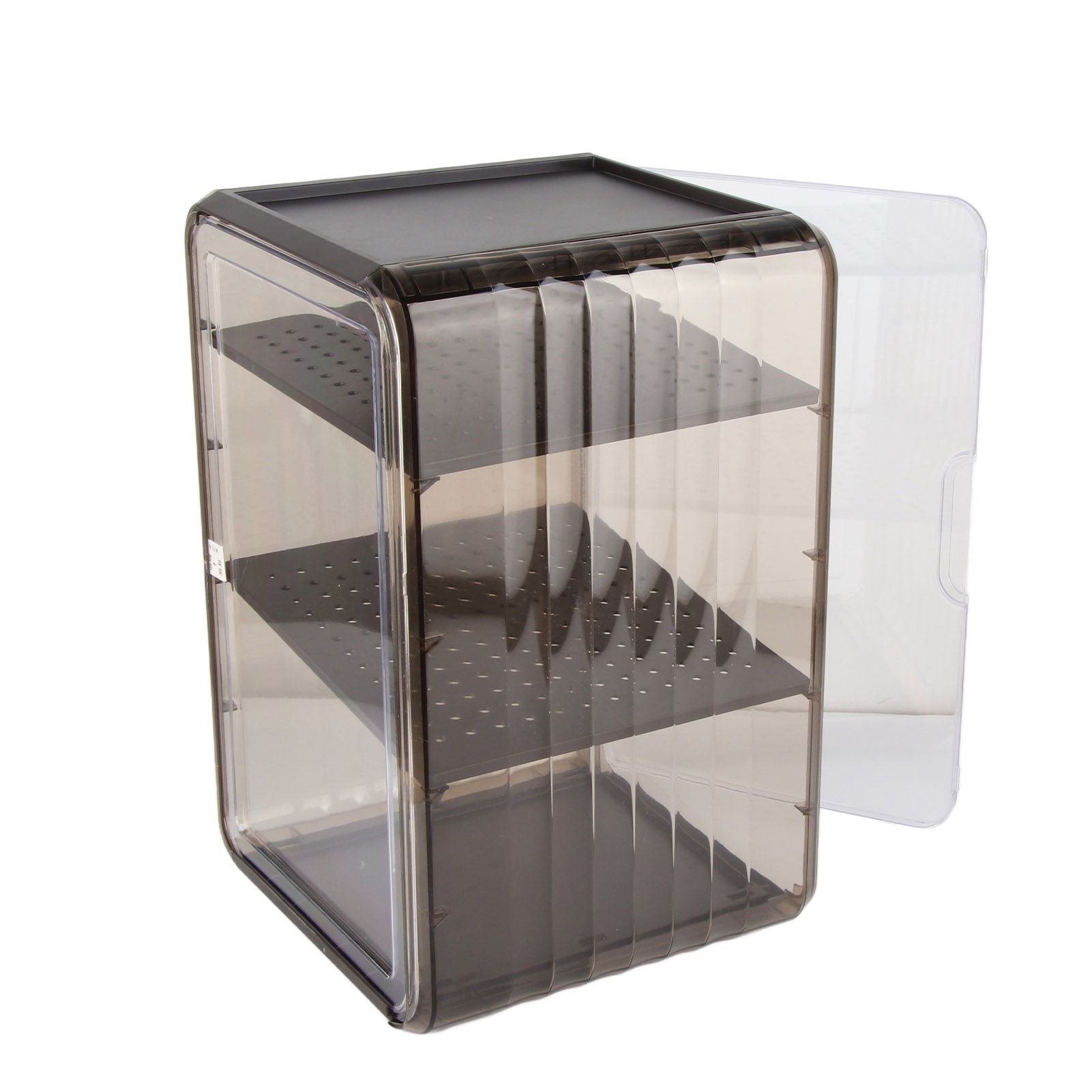 Cup Storage Rack Dustproof Stackable Plastic Clear Cup Organizer Box for Cabinet Desktop Large Black - Image 6