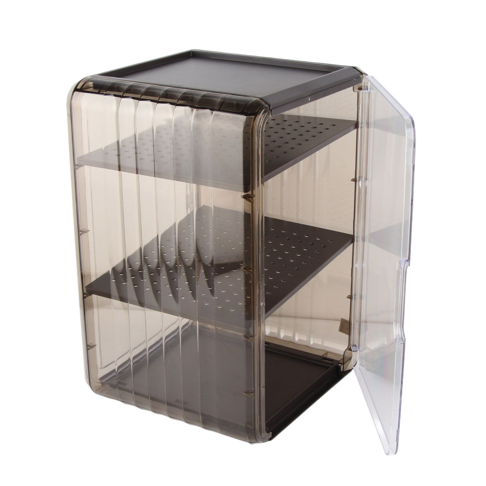 Cup Storage Rack Dustproof Stackable Plastic Clear Cup Organizer Box for Cabinet Desktop Large Black - Image 7