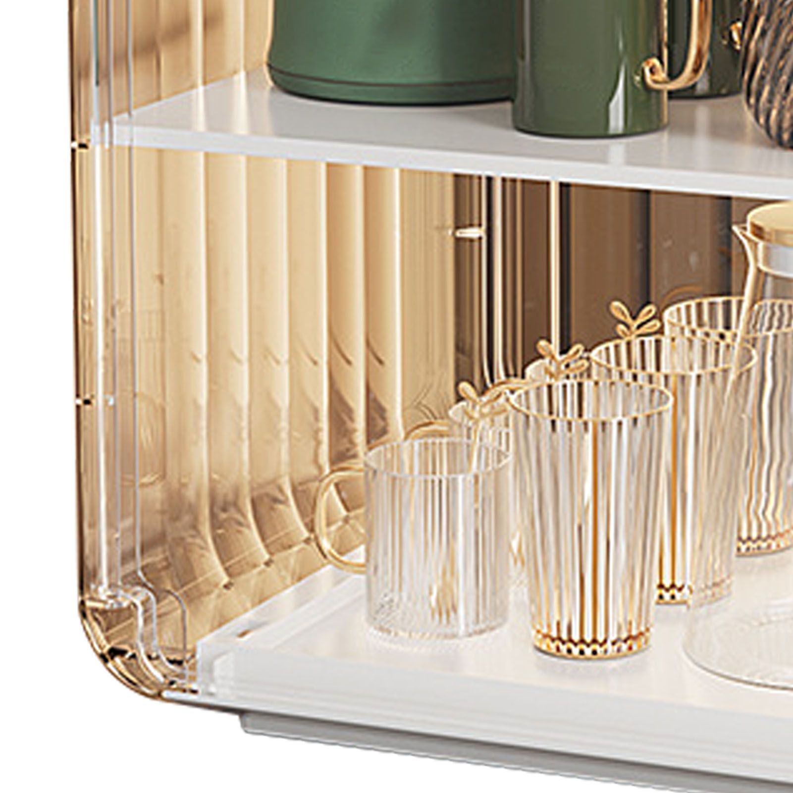 Cup Storage Rack Dustproof Stackable Plastic Clear Cup Organizer Box for Cabinet Desktop Large White - Image 7