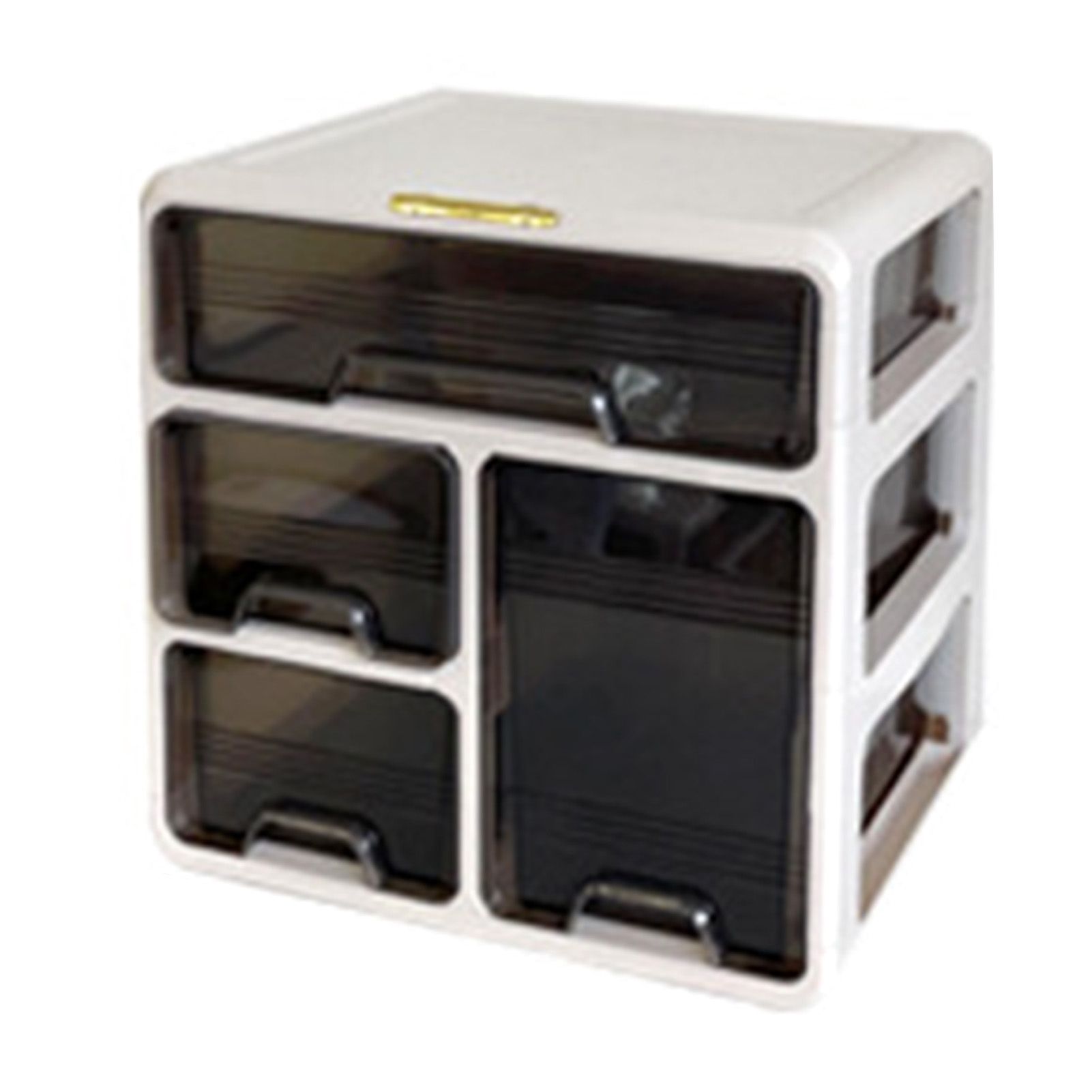 Desk Organizer with Drawer Plastic Desk Storage Box Desktop Organization for Home Collection Cosmetics Office Supplies Cream 3 Layer - Image 2