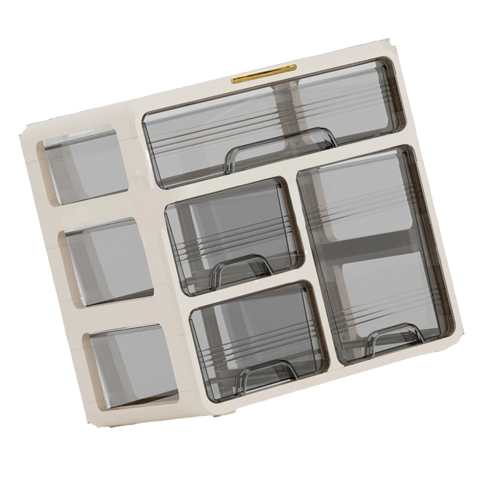 Desk Organizer with Drawer Plastic Desk Storage Box Desktop Organization for Home Collection Cosmetics Office Supplies Cream 3 Layer - Image 3