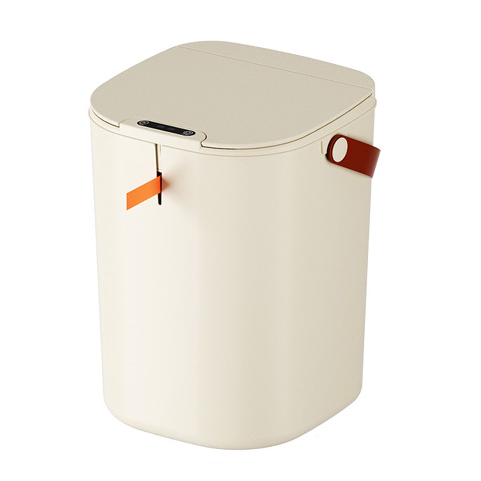 20L Sensor Trash Can with Handle ABS Automatic Induction Touchless Garbage Can for Bathroom Cream Color - Image 1