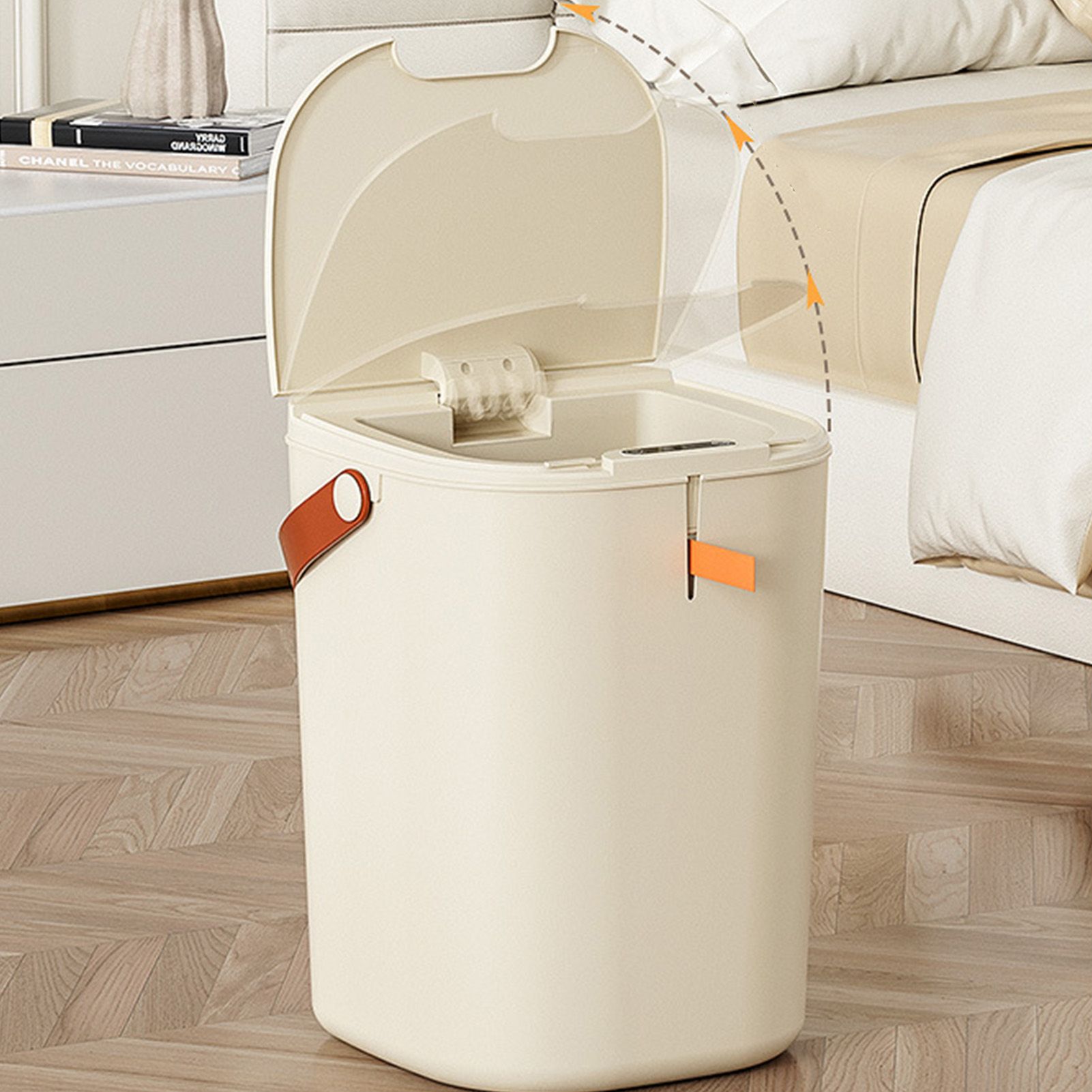 20L Sensor Trash Can with Handle ABS Automatic Induction Touchless Garbage Can for Bathroom Cream Color - Image 8