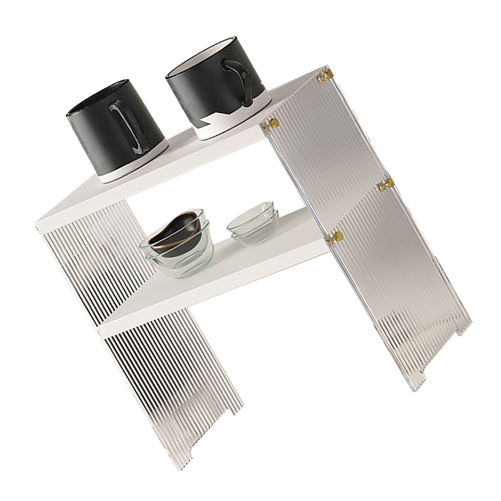 Coffee Mug Storage Shelf Stable Support Large Capacity Countertop Organizer for Living Room Bedroom White 2 Tier - Image 5