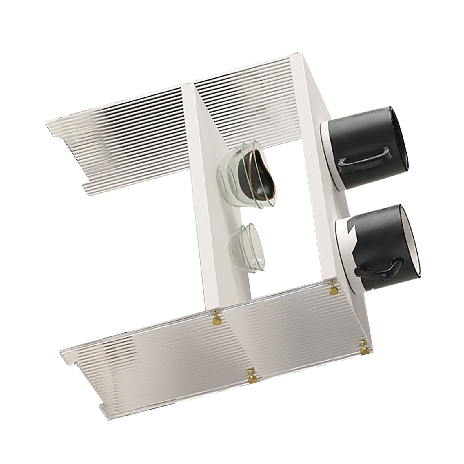 Coffee Mug Storage Shelf Stable Support Large Capacity Countertop Organizer for Living Room Bedroom White 2 Tier - Image 8