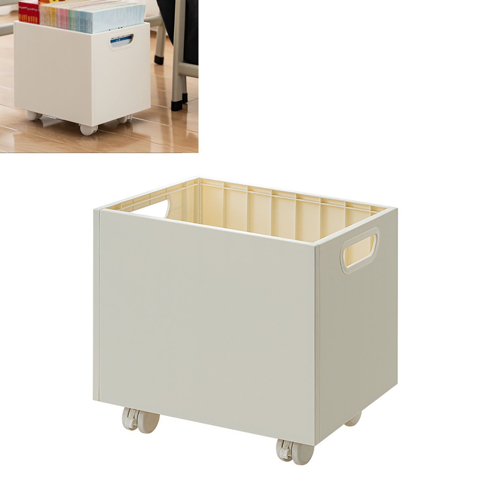 Book Storage Box with Dual Side Handles Stackable 50kg Load Bearing Multifunctional Use File Storage Bins With Wheel - Image 5