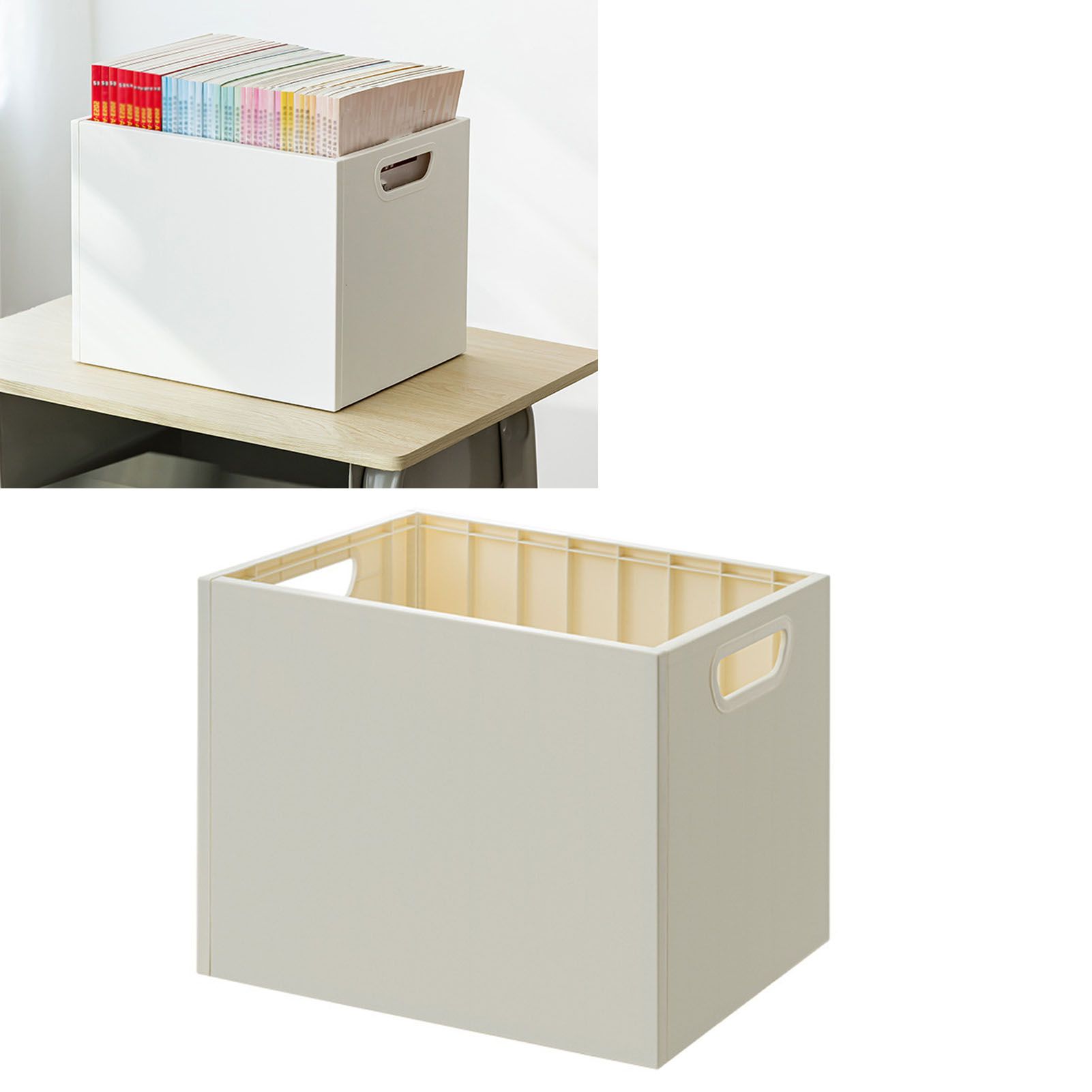 Book Storage Box with Dual Side Handles Stackable 50kg Load Bearing Multifunctional Use File Storage Bins Without Wheel - Image 5