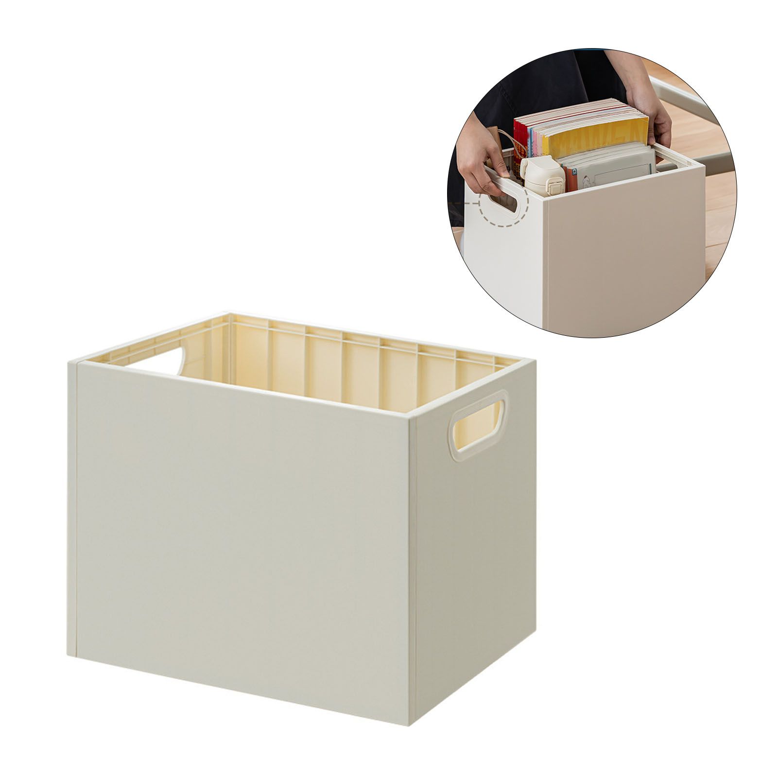 Book Storage Box with Dual Side Handles Stackable 50kg Load Bearing Multifunctional Use File Storage Bins Without Wheel - Image 6