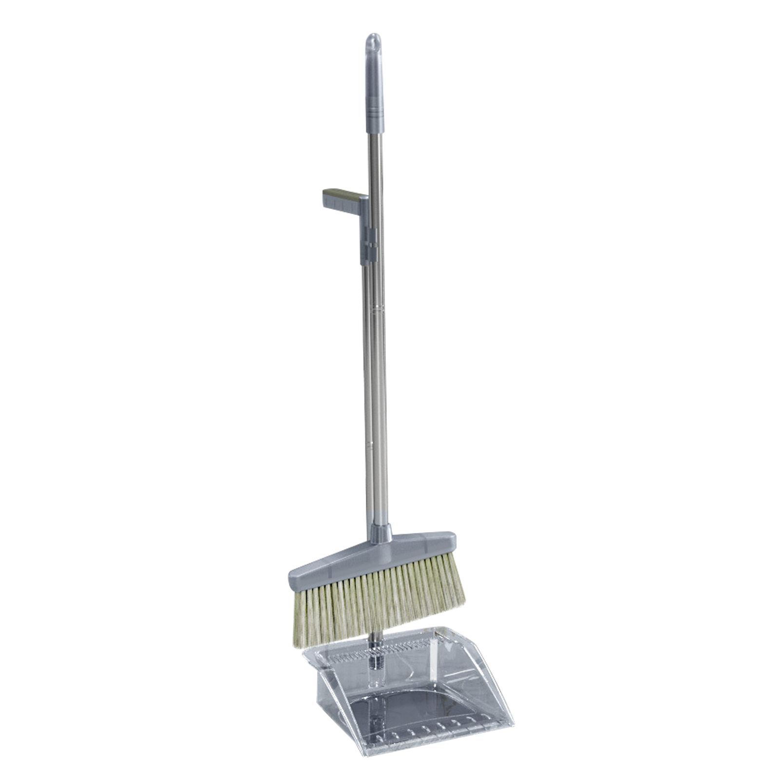 Broom Dustpan Set Cleaning Tool Dust Pan Long Handle Broom Brush Kit for Home Bedroom Gray - Image 1