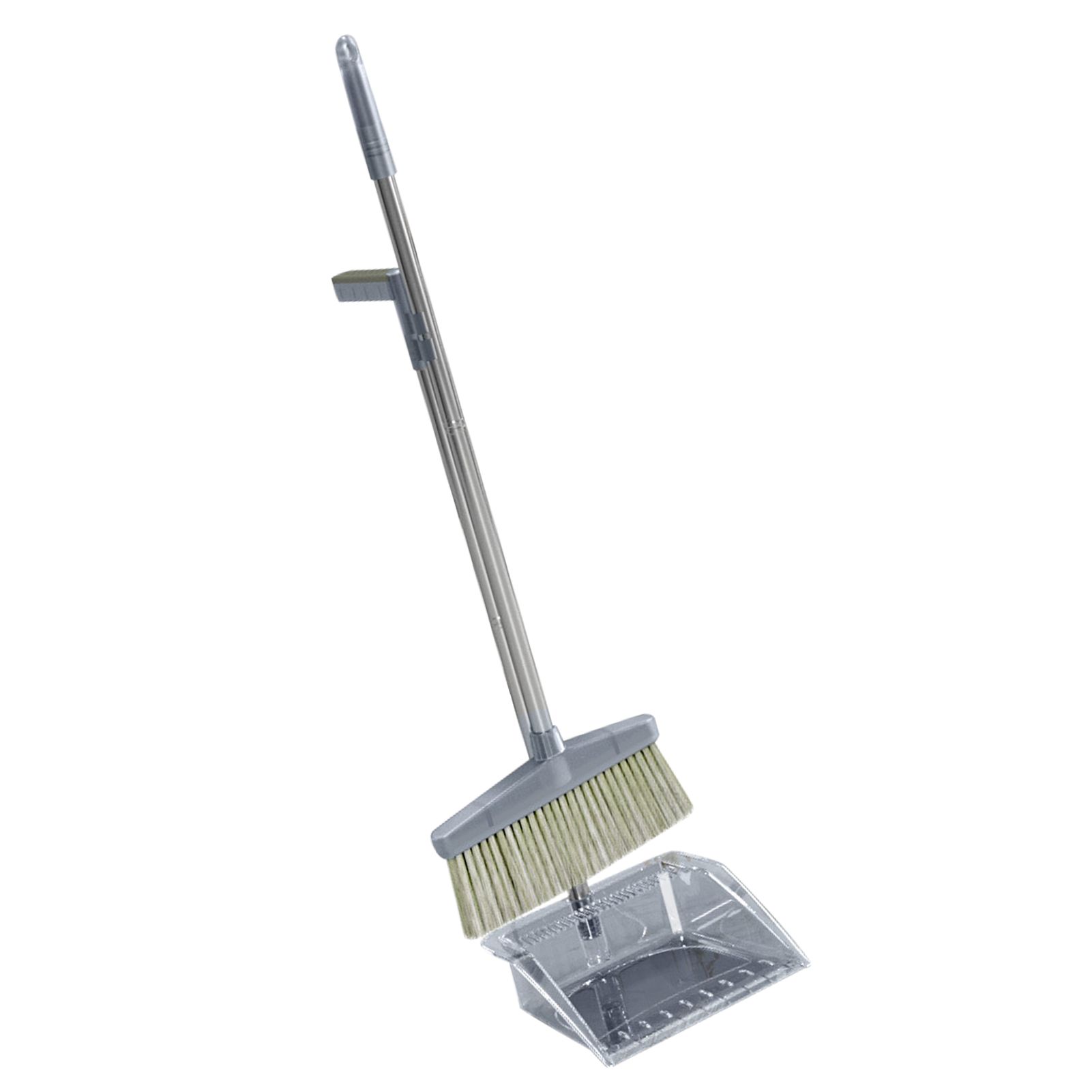 Broom Dustpan Set Cleaning Tool Dust Pan Long Handle Broom Brush Kit for Home Bedroom Gray - Image 2