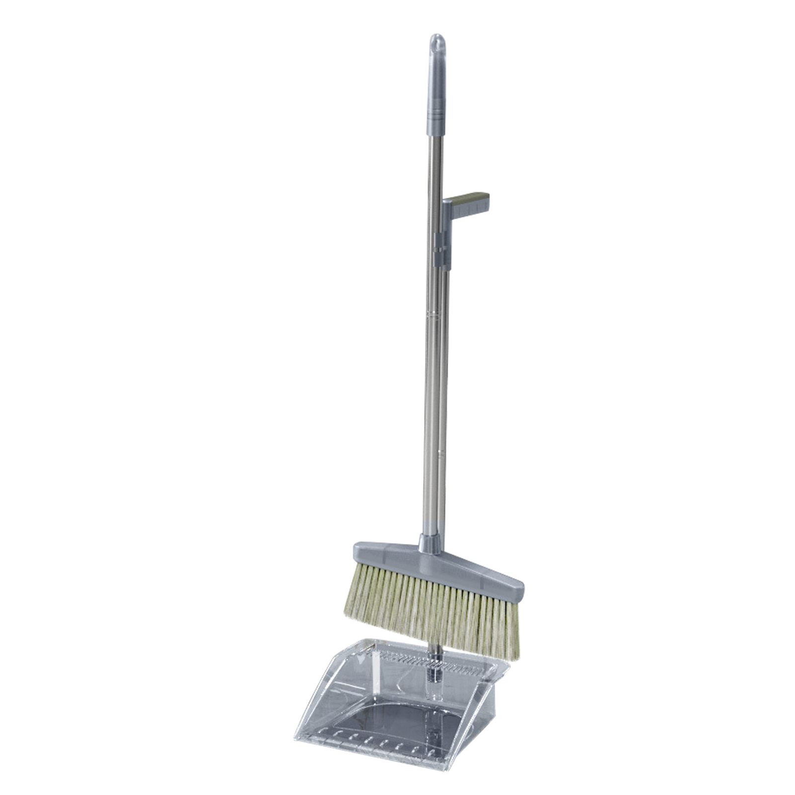 Broom Dustpan Set Cleaning Tool Dust Pan Long Handle Broom Brush Kit for Home Bedroom Gray - Image 4