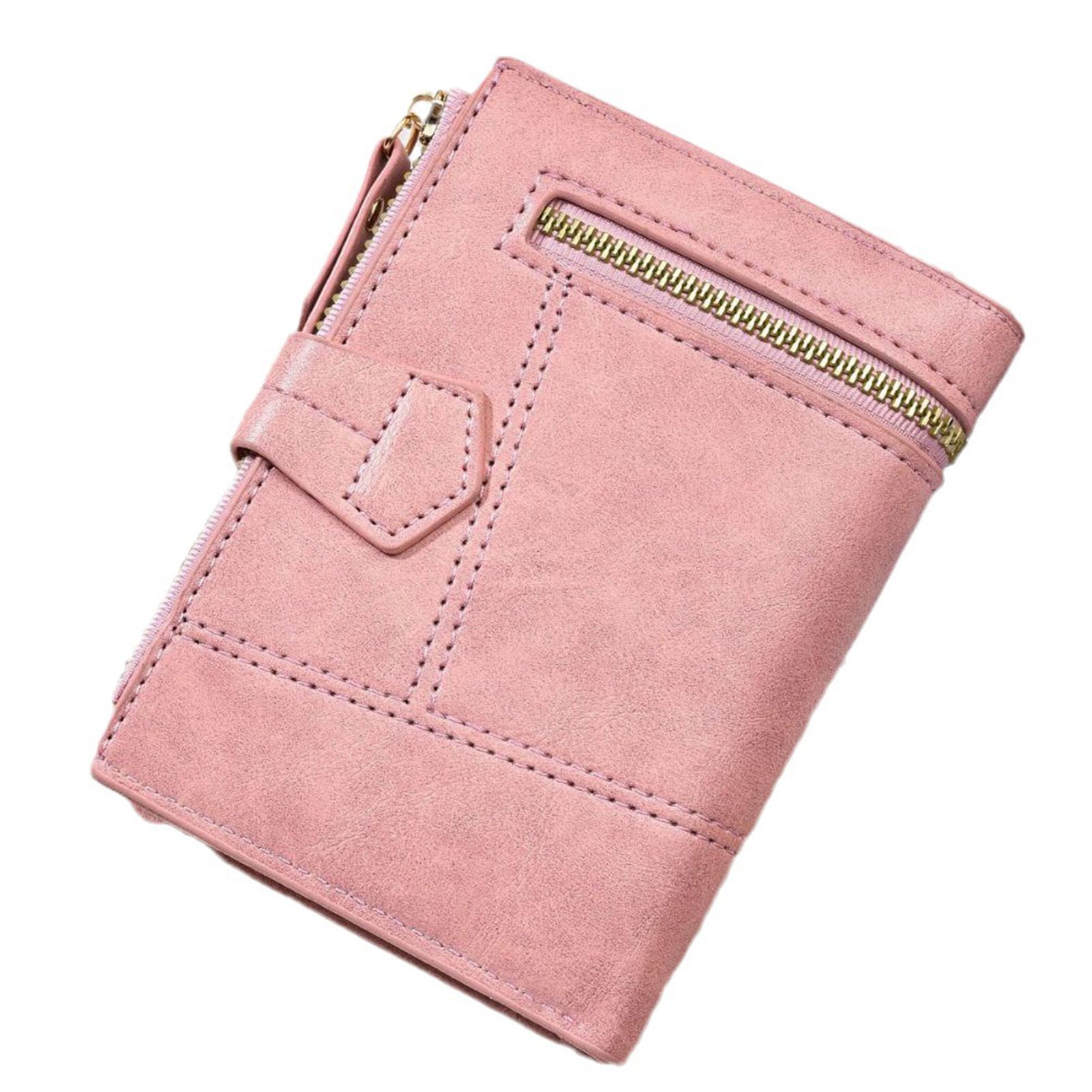 Women Wallet PU Leather Short Small Size Multiple Slots Card Holder Coin Purse for Daily Life Pink - Image 1