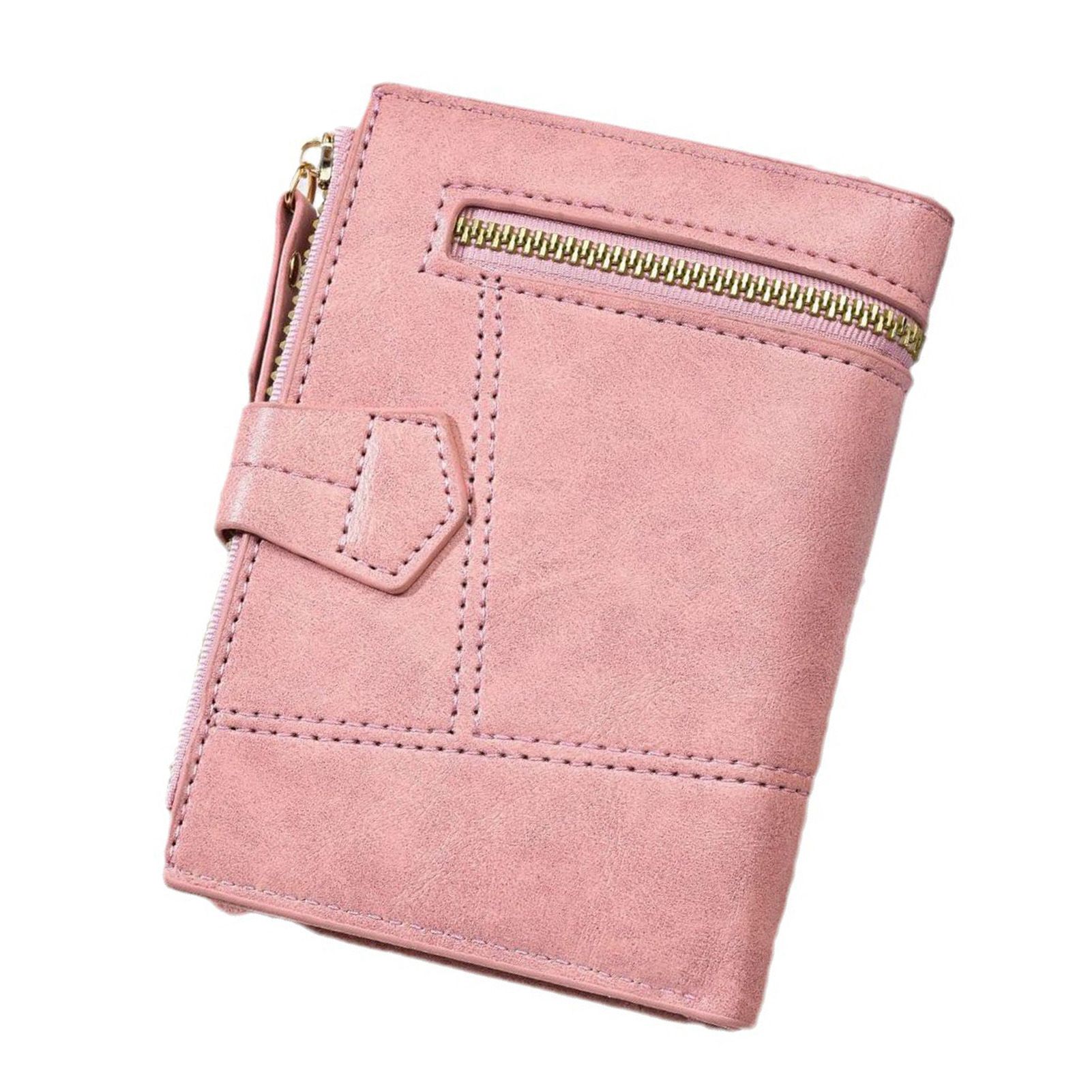 Women Wallet PU Leather Short Small Size Multiple Slots Card Holder Coin Purse for Daily Life Pink - Image 2