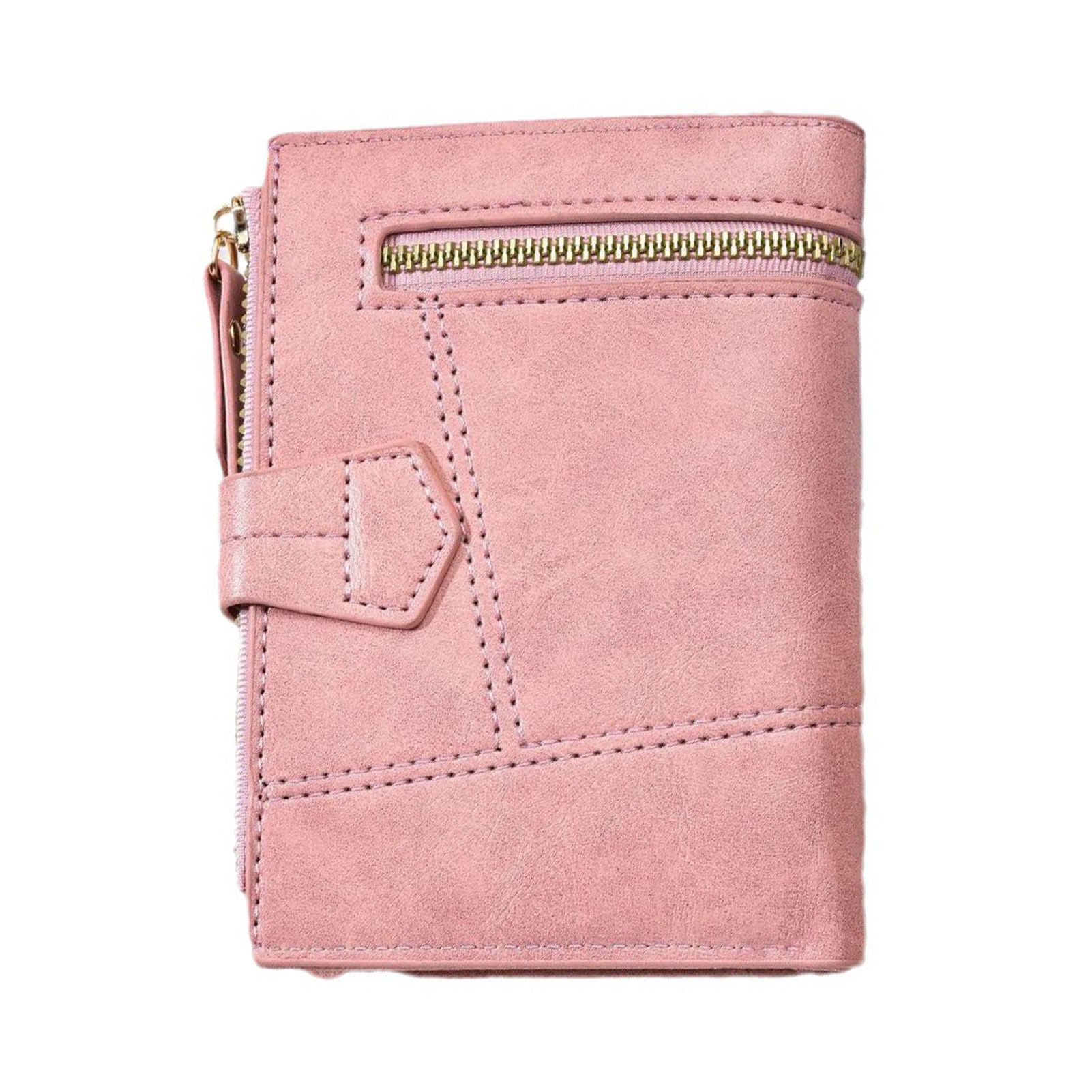 Women Wallet PU Leather Short Small Size Multiple Slots Card Holder Coin Purse for Daily Life Pink - Image 3