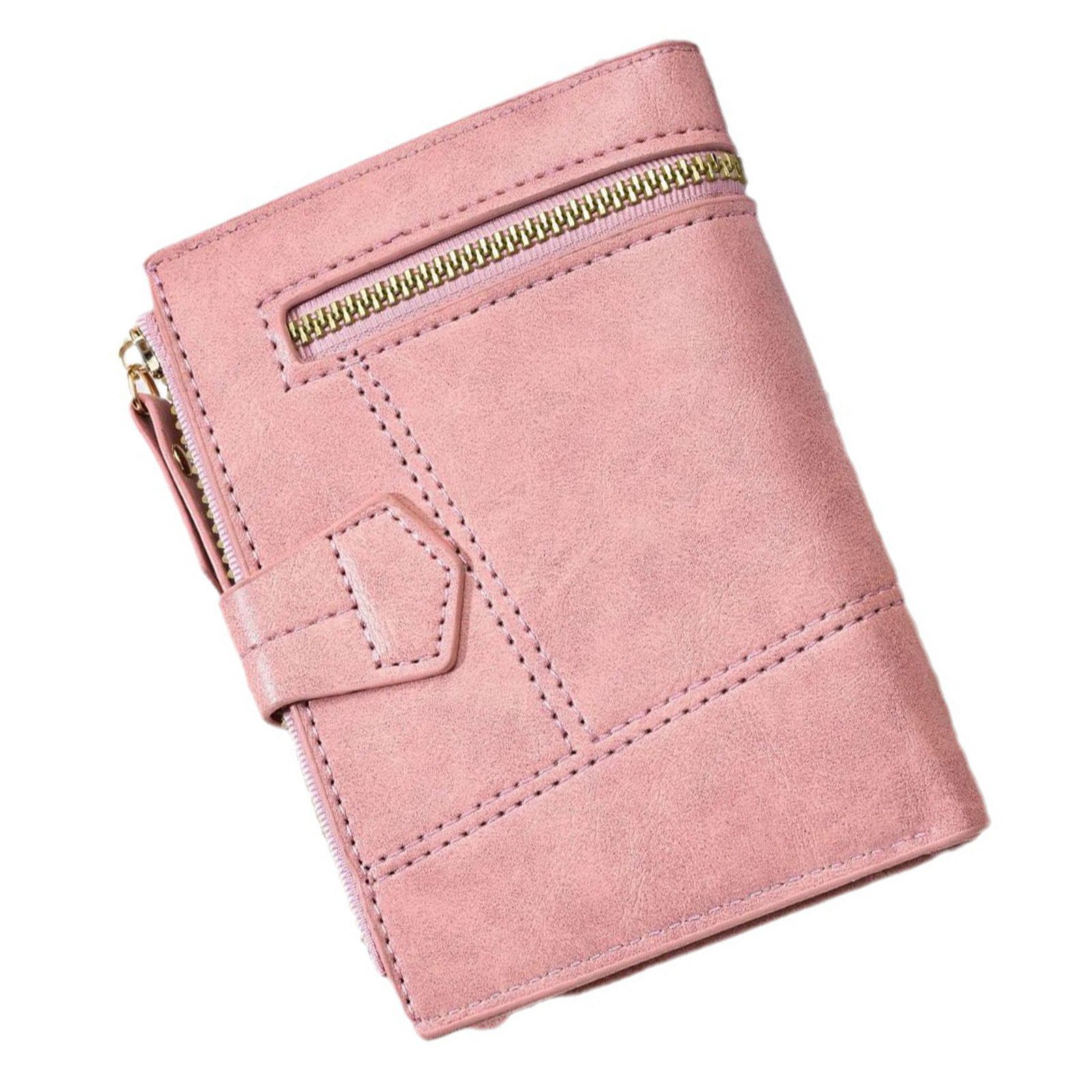 Women Wallet PU Leather Short Small Size Multiple Slots Card Holder Coin Purse for Daily Life Pink - Image 4