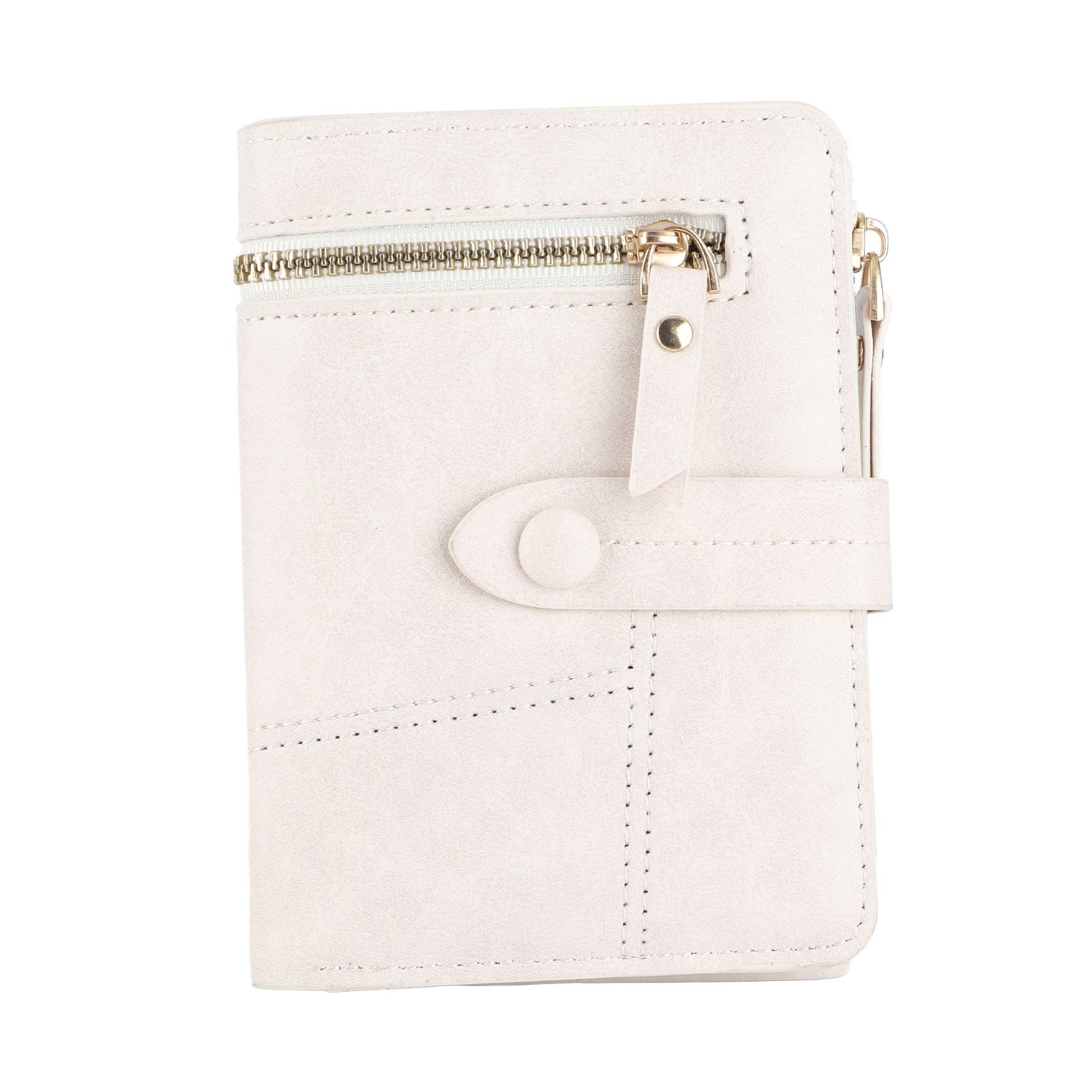 Women Wallet PU Leather Short Small Size Multiple Slots Card Holder Coin Purse for Daily Life White - Image 1