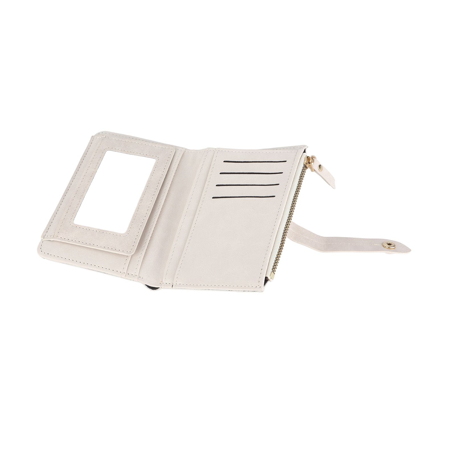 Women Wallet PU Leather Short Small Size Multiple Slots Card Holder Coin Purse for Daily Life White - Image 5