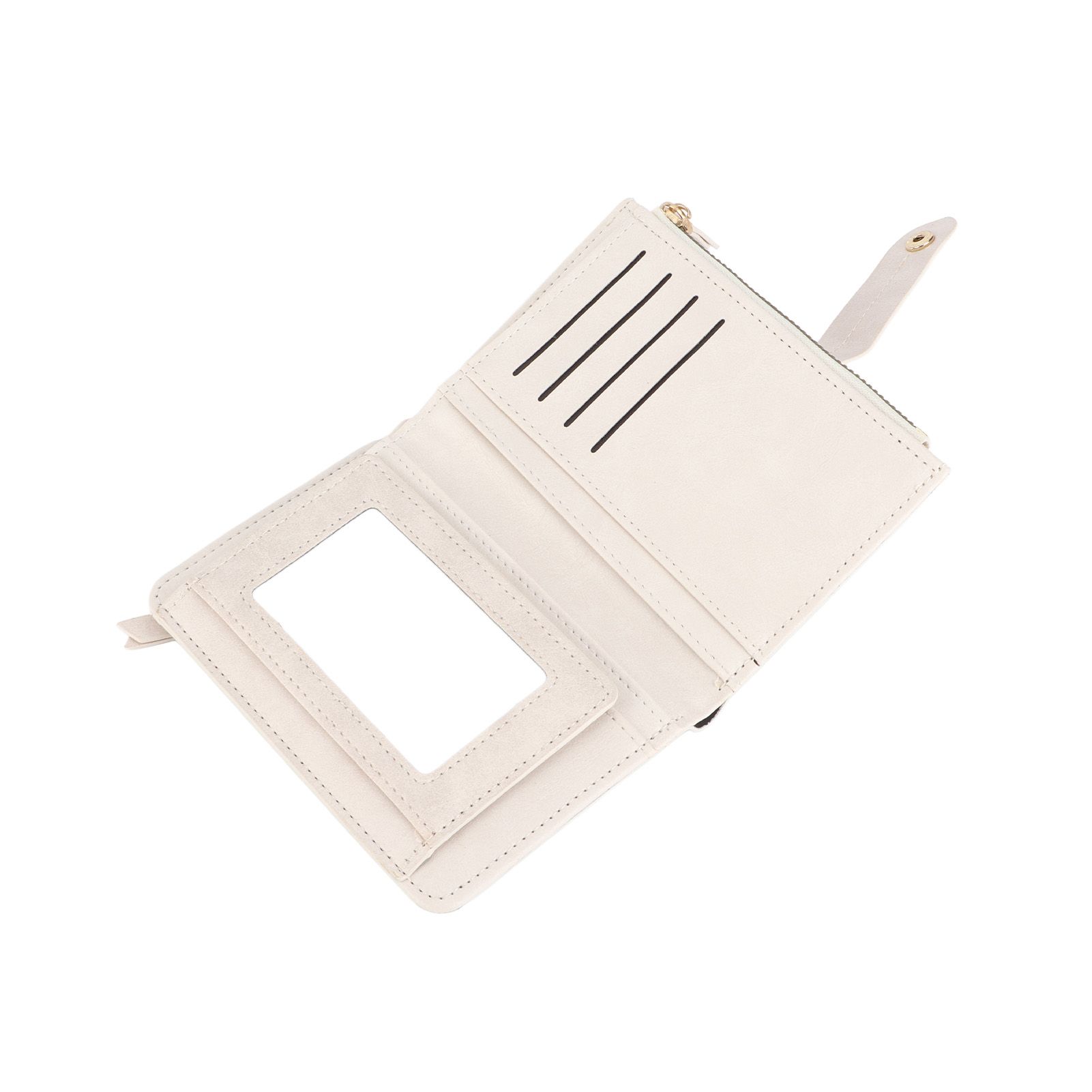 Women Wallet PU Leather Short Small Size Multiple Slots Card Holder Coin Purse for Daily Life White - Image 6