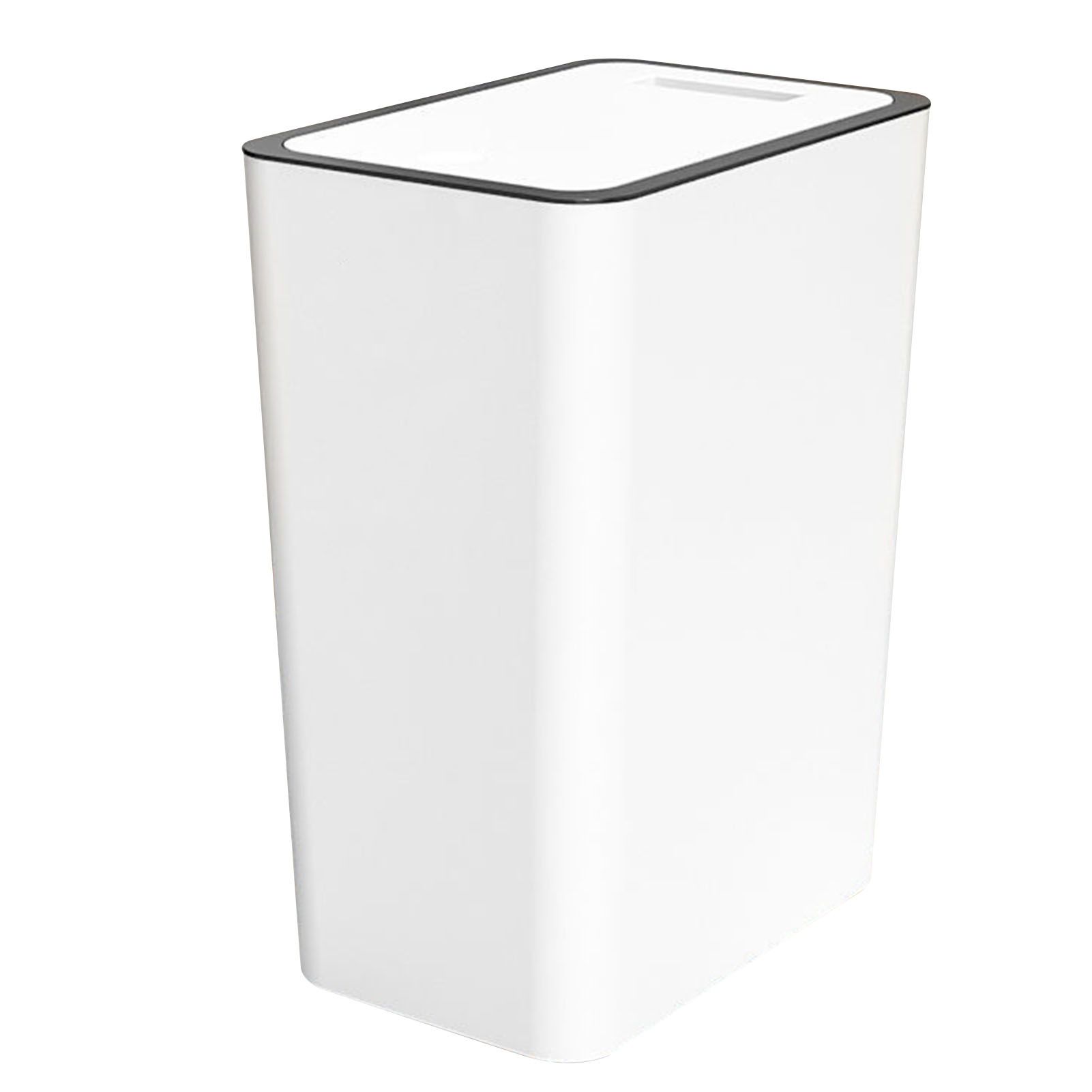Press Type Trash Can with Cover 15L Capacity Plastic Garbage Bin for Bathroom Toilet Kitchen White - Image 1