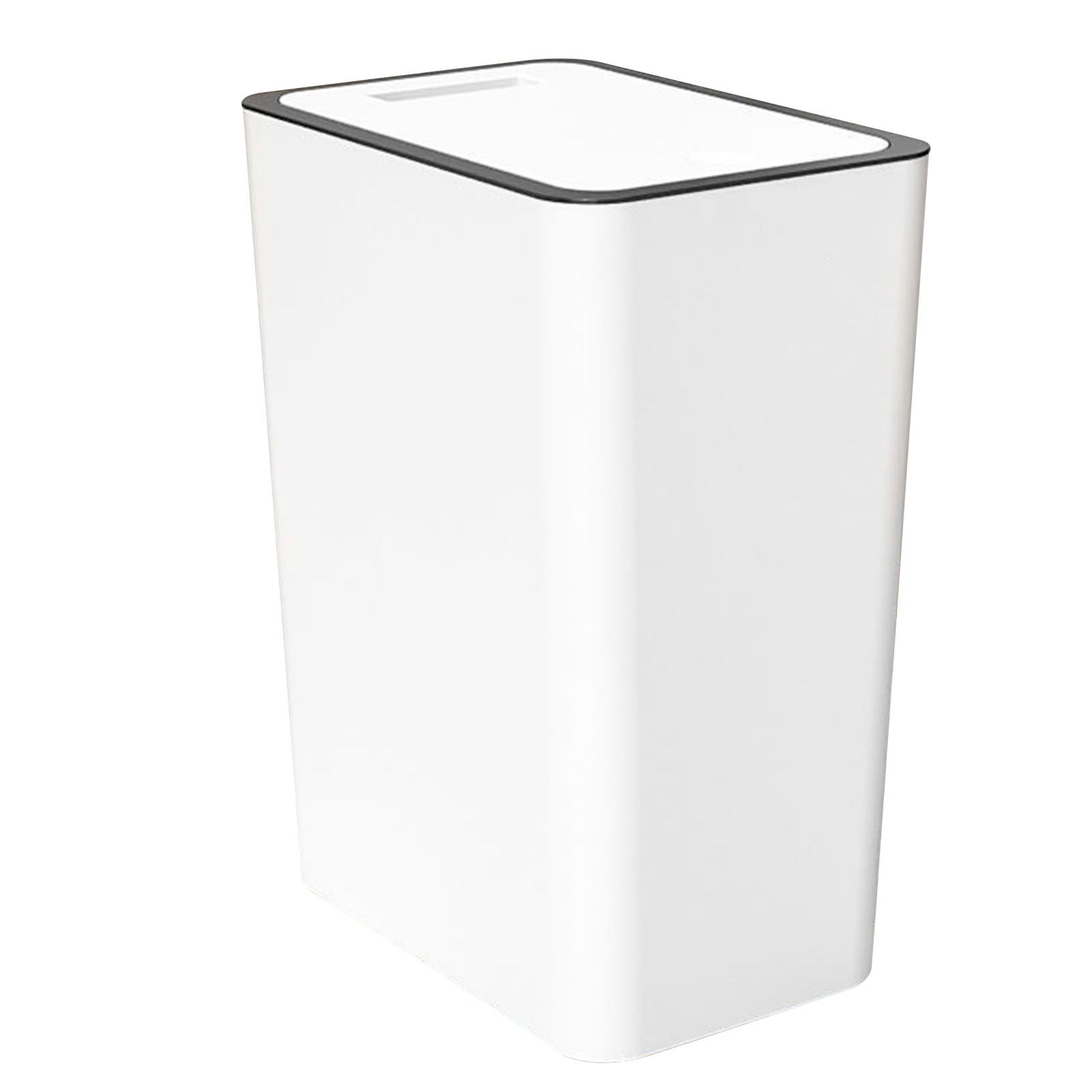 Press Type Trash Can with Cover 15L Capacity Plastic Garbage Bin for Bathroom Toilet Kitchen White - Image 3