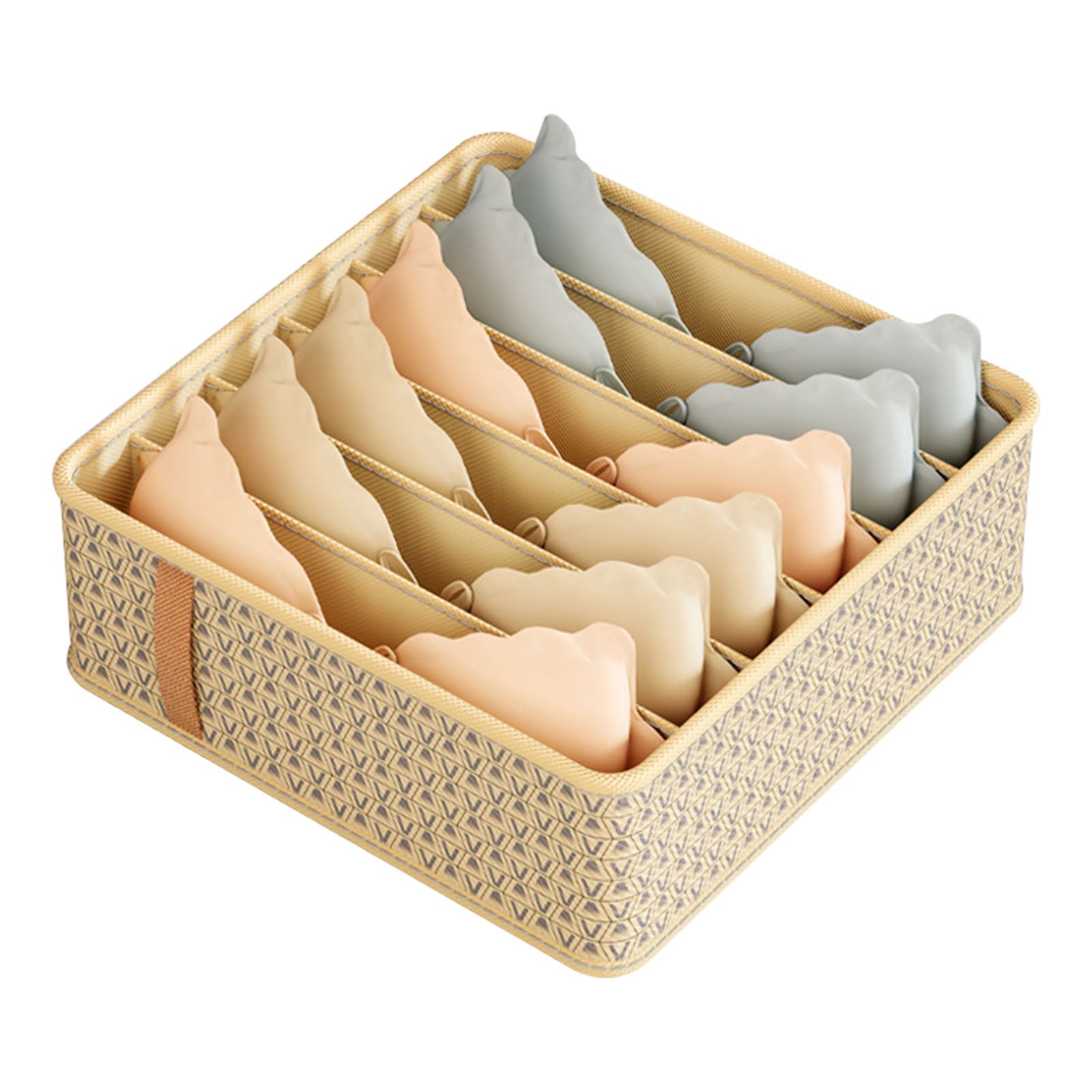 Closet Drawer Organizer Dividers Fabric Dresser Closet Organizers Storage Bins Space Saving Mess Free Beige Large 6 Grid 32x32x11cm - Image 1