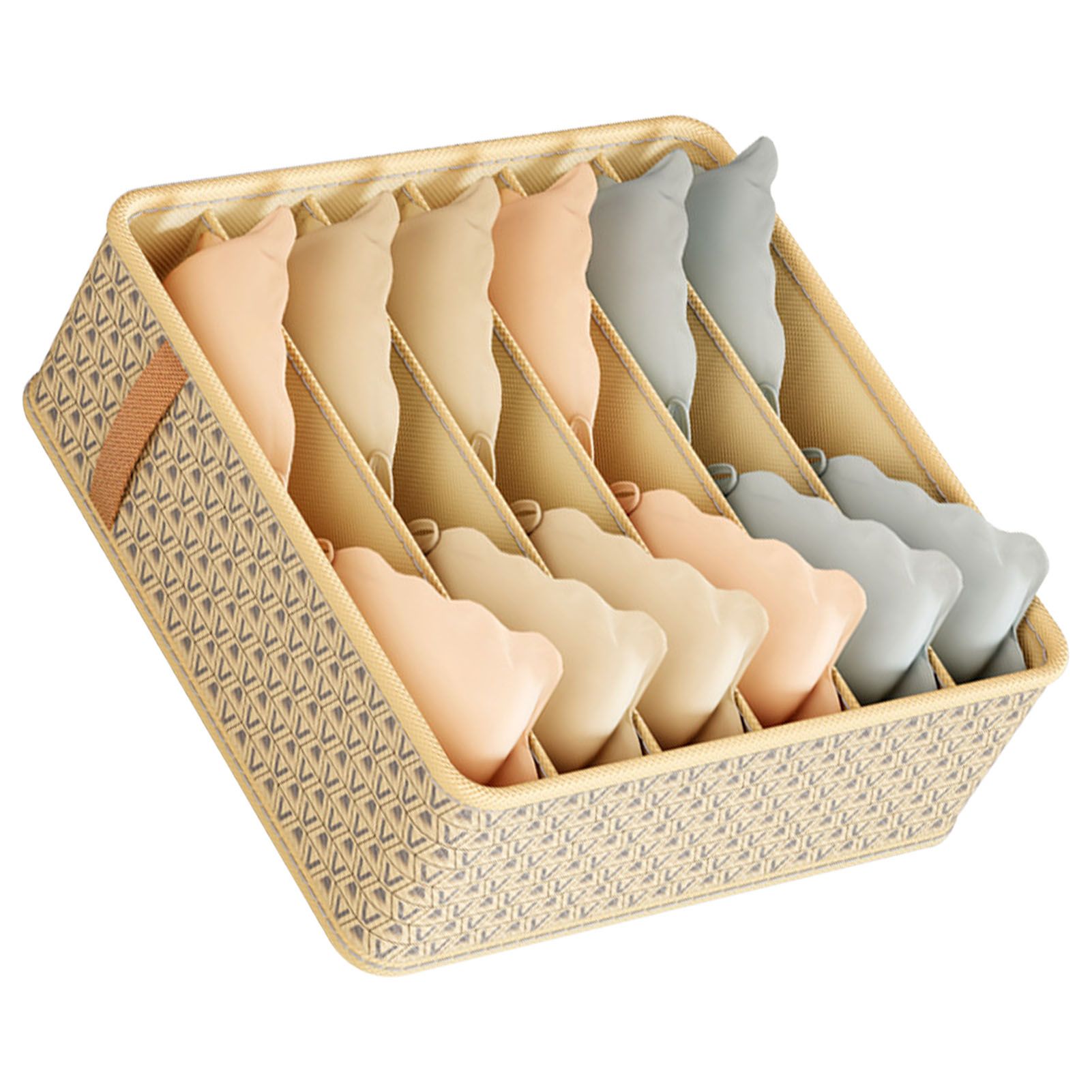 Closet Drawer Organizer Dividers Fabric Dresser Closet Organizers Storage Bins Space Saving Mess Free Beige Large 6 Grid 32x32x11cm - Image 2