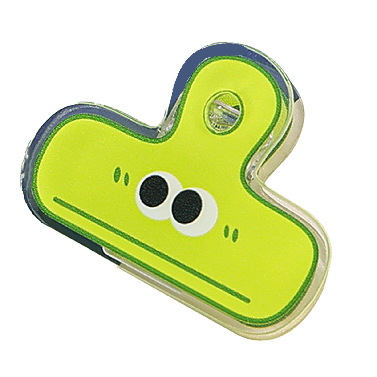 Stationery Clip Plastic Cute Cartoon Double Sided Multifunctional Long Tail Document Clamps For Office Supplies Binder Paper Green Expression - Image 1