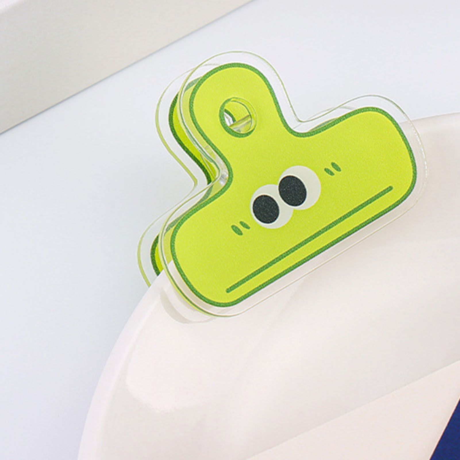 Stationery Clip Plastic Cute Cartoon Double Sided Multifunctional Long Tail Document Clamps For Office Supplies Binder Paper Green Expression - Image 5