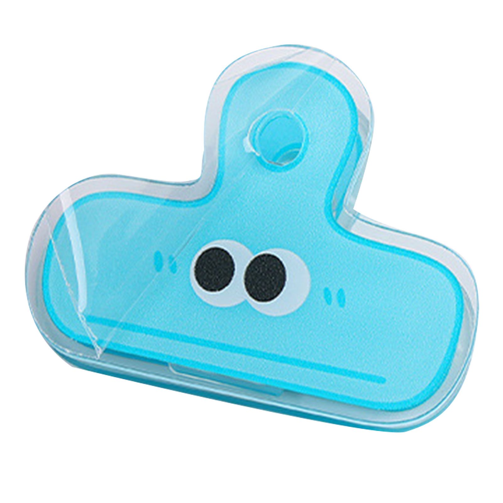 Stationery Clip Plastic Cute Cartoon Double Sided Multifunctional Long Tail Document Clamps For Office Supplies Binder Paper Blue Expression - Image 1