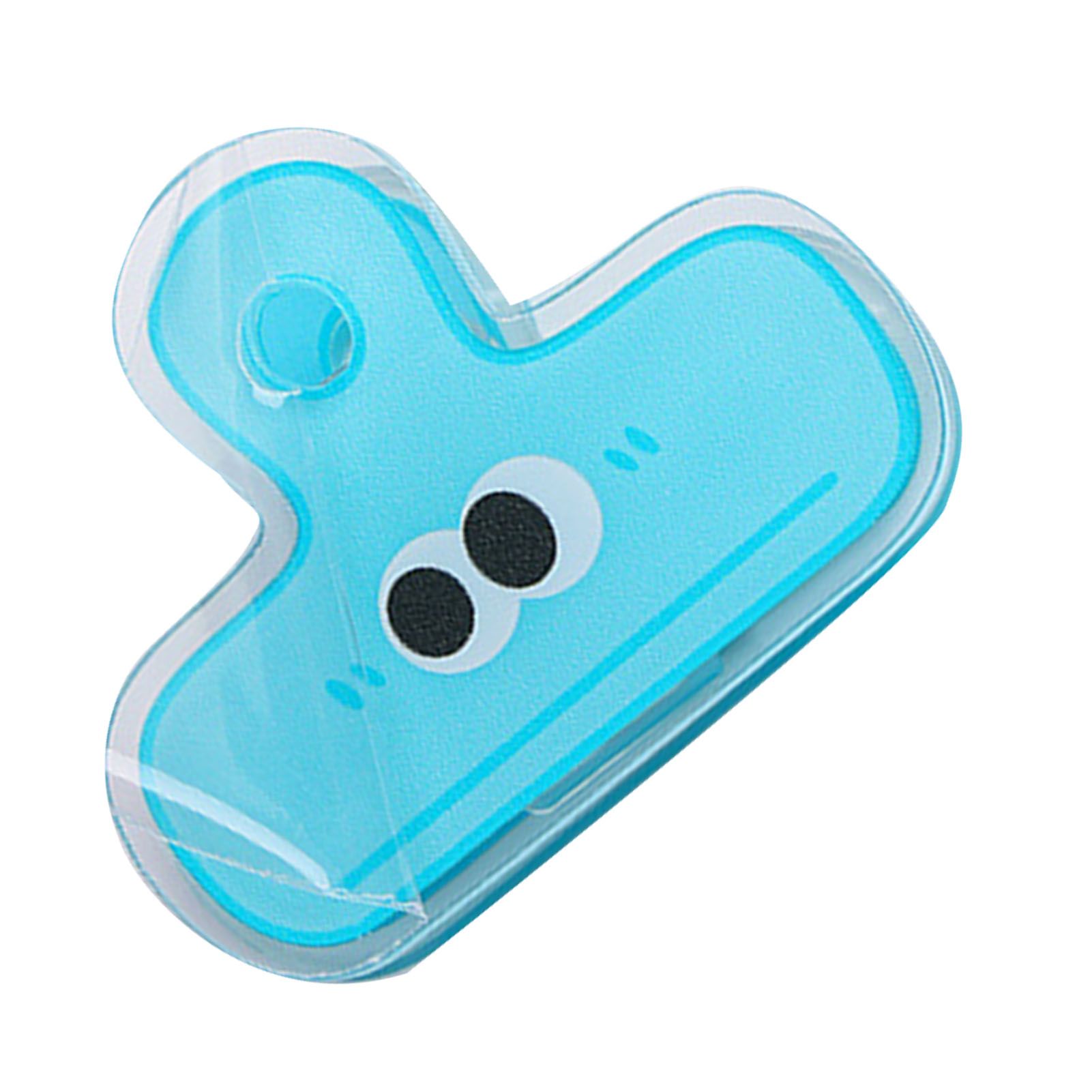 Stationery Clip Plastic Cute Cartoon Double Sided Multifunctional Long Tail Document Clamps For Office Supplies Binder Paper Blue Expression - Image 2