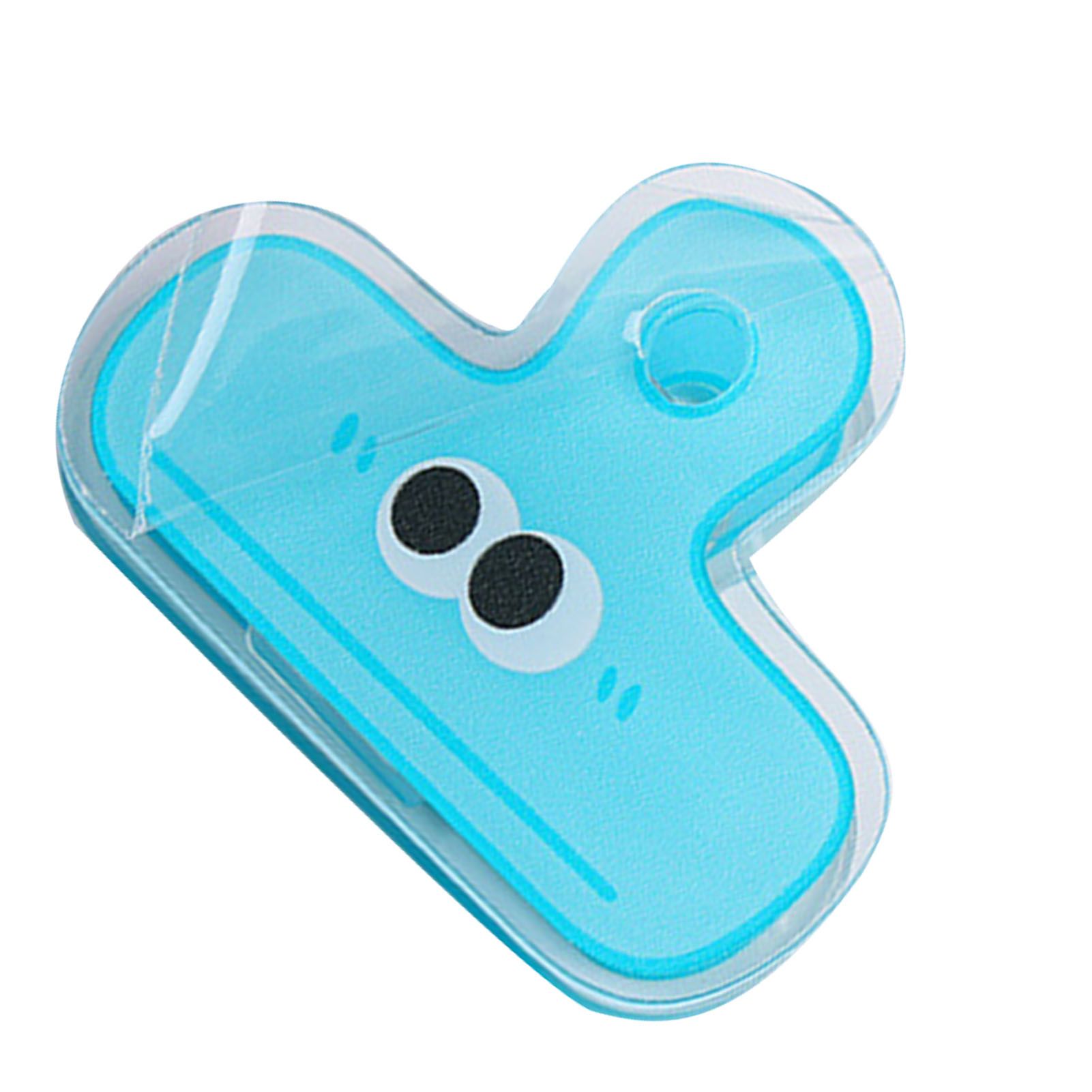 Stationery Clip Plastic Cute Cartoon Double Sided Multifunctional Long Tail Document Clamps For Office Supplies Binder Paper Blue Expression - Image 3